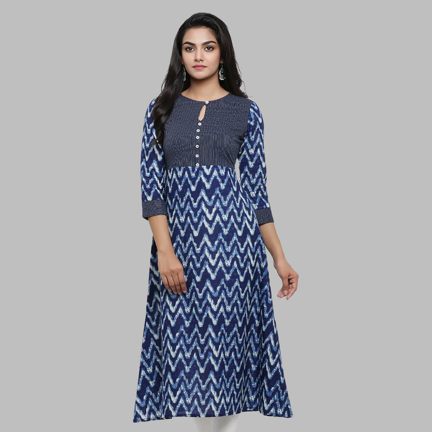 Yash Gallery - Blue Cotton Women's Flared Kurti ( Pack of 1 ) - Kurtis, Tunics | Buy online on ZillyBuy