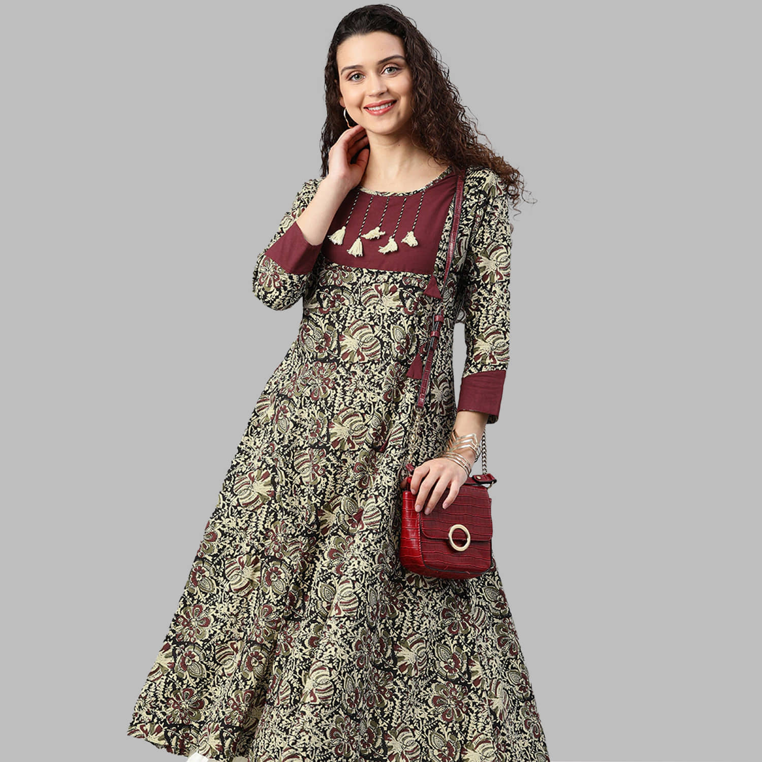 Yash Gallery - Multicolor Cotton Women's Flared Kurti ( Pack of 1 ) - Kurtis, Tunics | Buy online on ZillyBuy