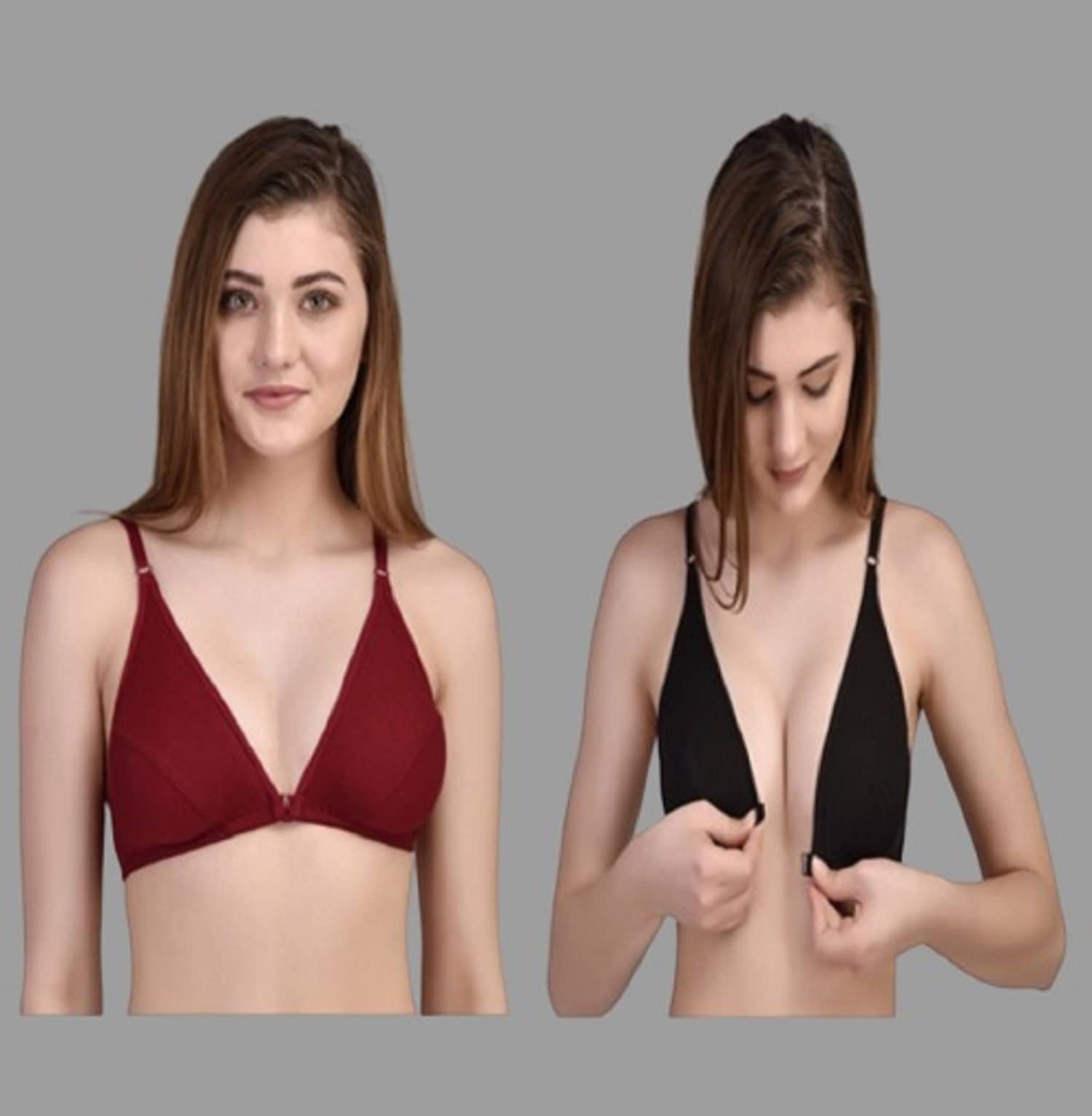 Zourt Pack of 2 Cotton Non Padded Women's Minimizer Bra ( Multicolor )