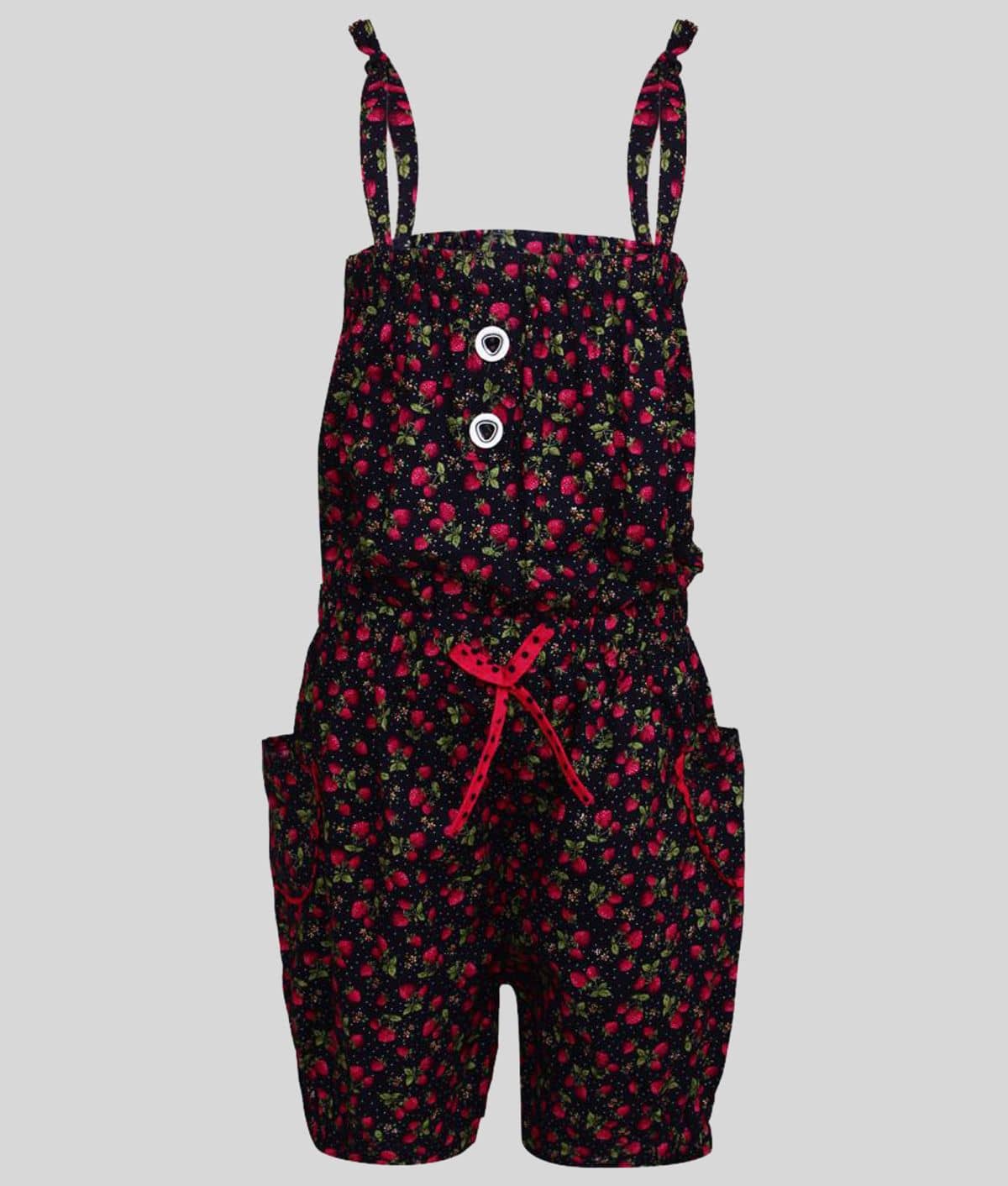 Arshia Fashions Girls Cotton Blend Jumpsuit ( Pack of 1 , Black )