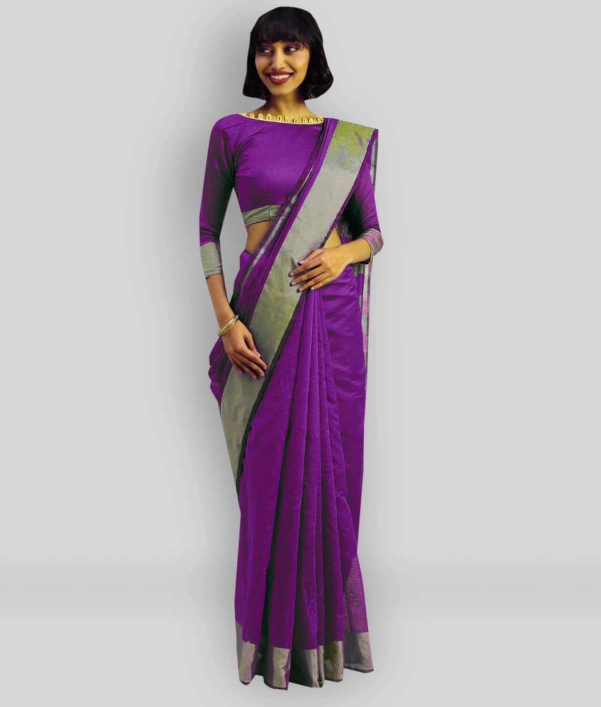 Bhuwal Fashion Cotton Silk Solid Saree With Unstitched Blouse Piece ( Red ) - Sarees | Buy online on ZillyBuy