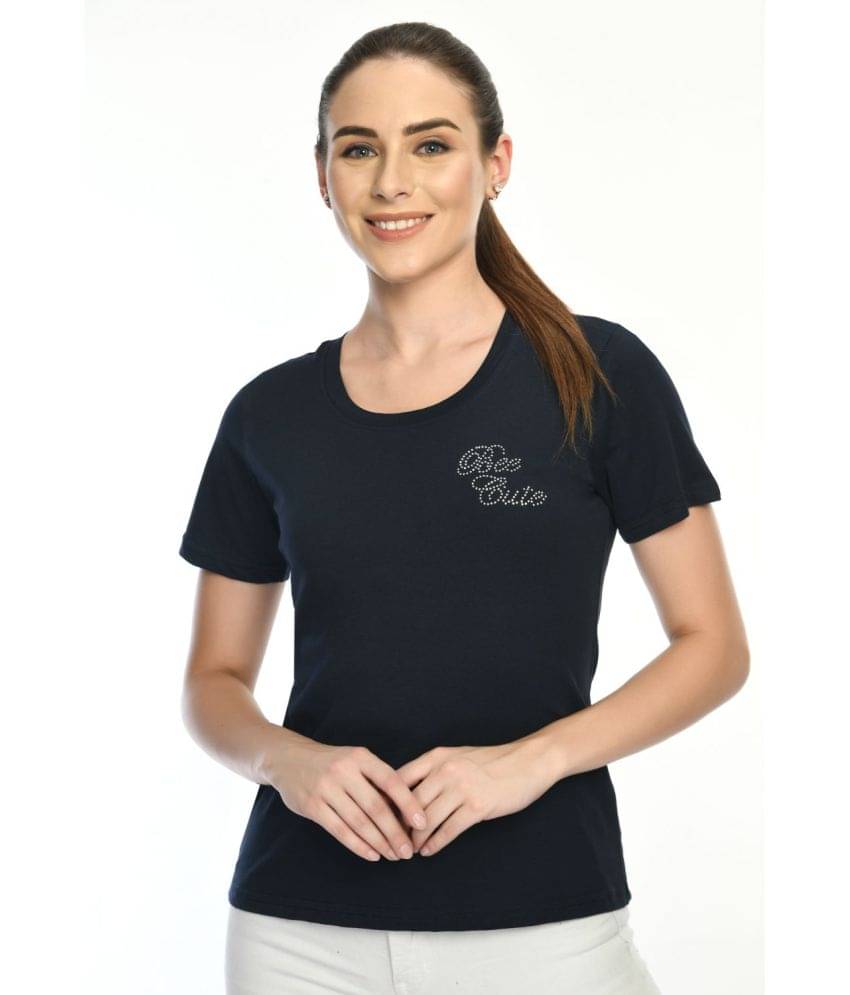 Eleven Women Cotton Solid Regular Fit Round Neck T-Shirt ( Navy ) Eleven Women Cotton Solid Regular Fit Round Neck T-Shirt ( Navy )