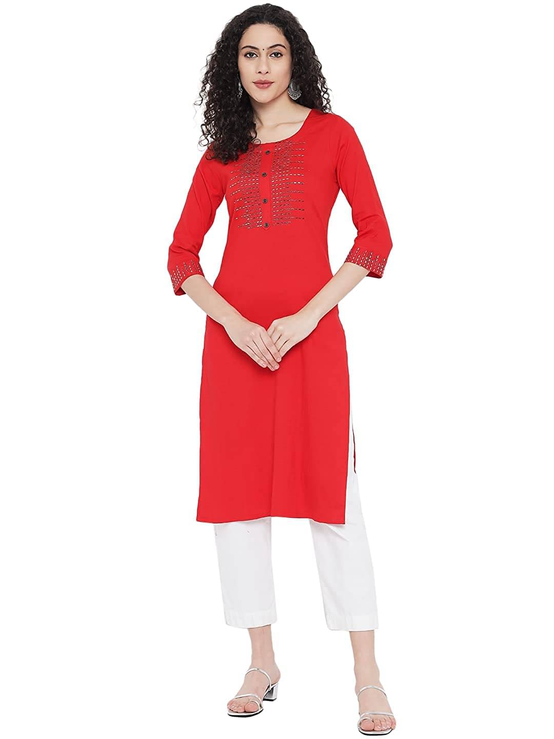 G4Girl - Red Cotton Blend Women's Straight Kurti ( Single Pack ) G4Girl - Red Cotton Blend Women's Straight Kurti ( Single Pack )