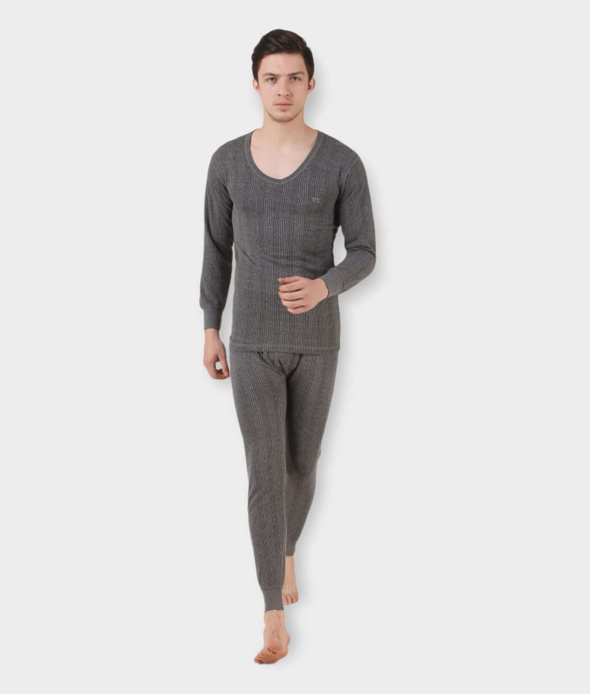     			Hap Kings Pack of 1 Cotton Blend Thermal Sets For Men's ( Grey Melange )