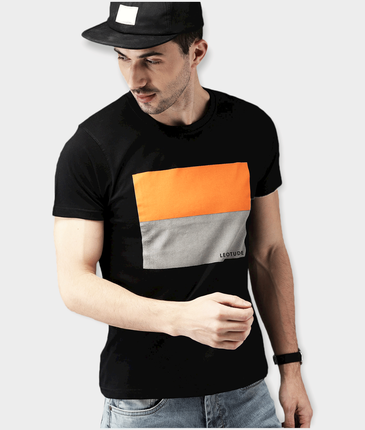 Leotude Pack of 1 Cotton Blend Regular Fit Men's T-Shirt ( Orange )