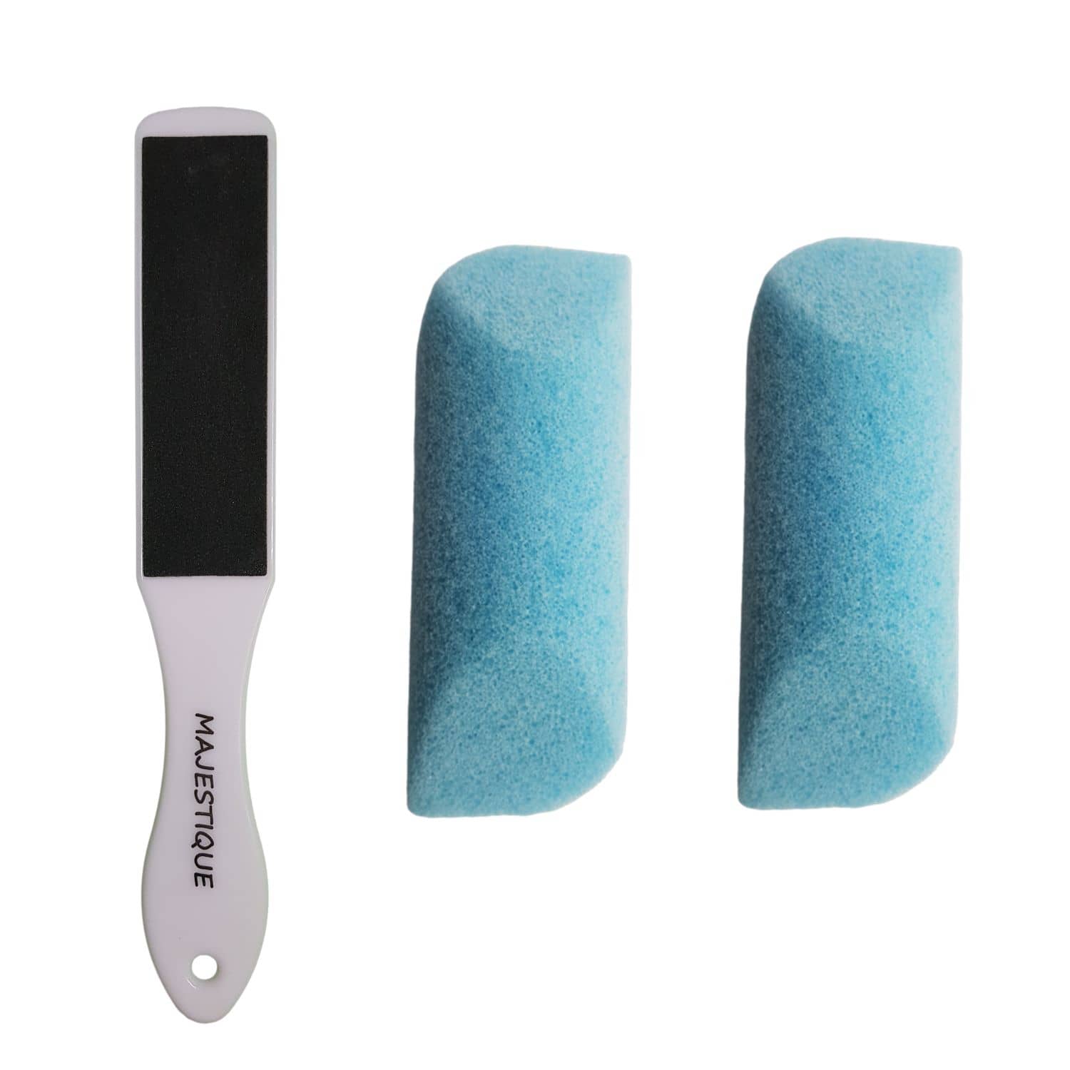 Majestique Sponge Foot Buffer And Foot Filer, Moisturizing Bod Wash With Clean 3Pcs Color May Vary