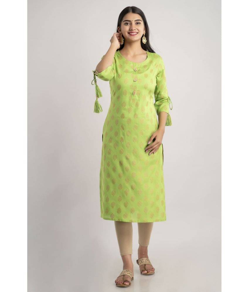     			MAUKA - Green Rayon Women's Straight Kurti ( Pack of 1 )
