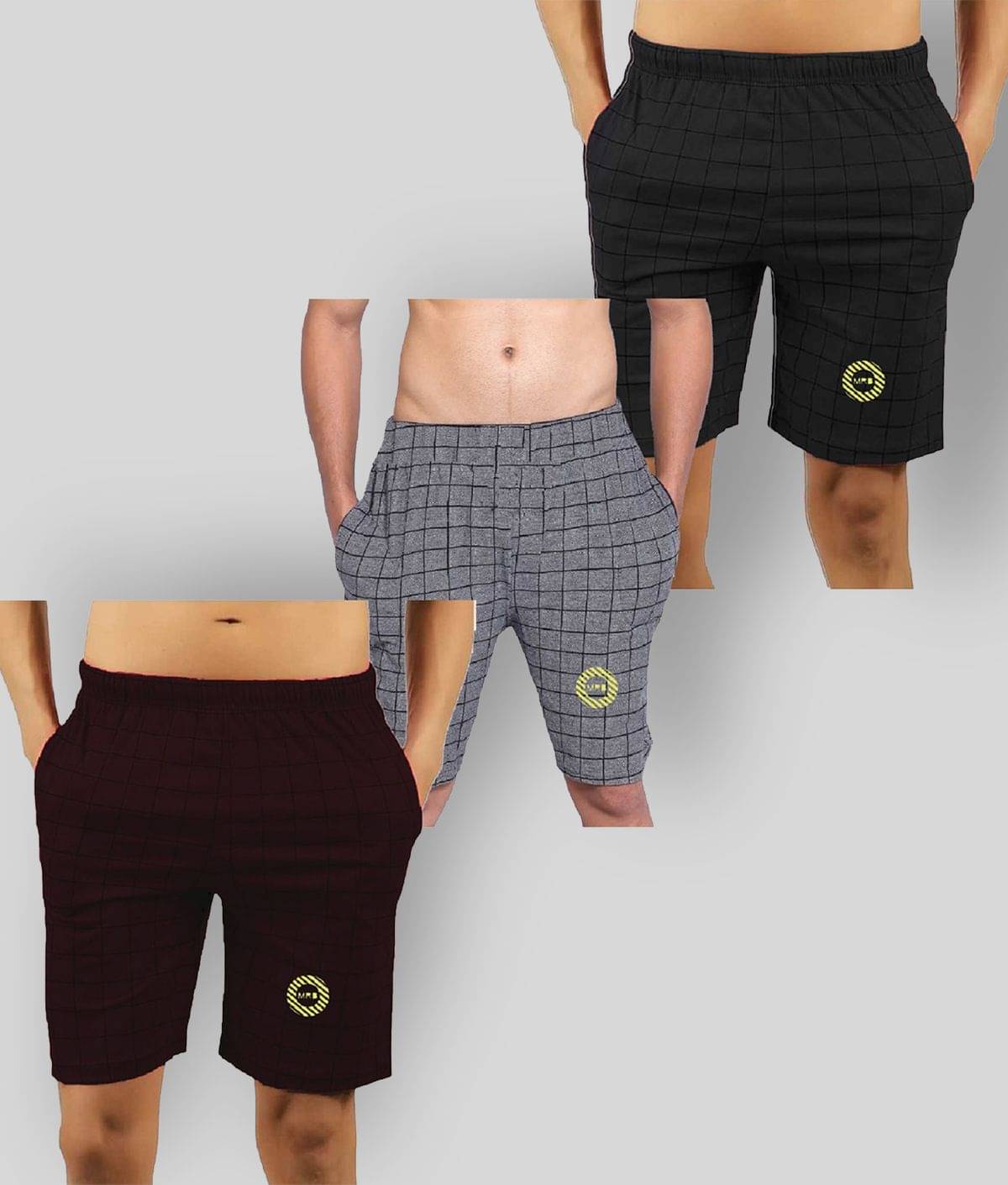    			MRB - Multicolor Cotton Blend Men's Shorts ( Pack of 3 )