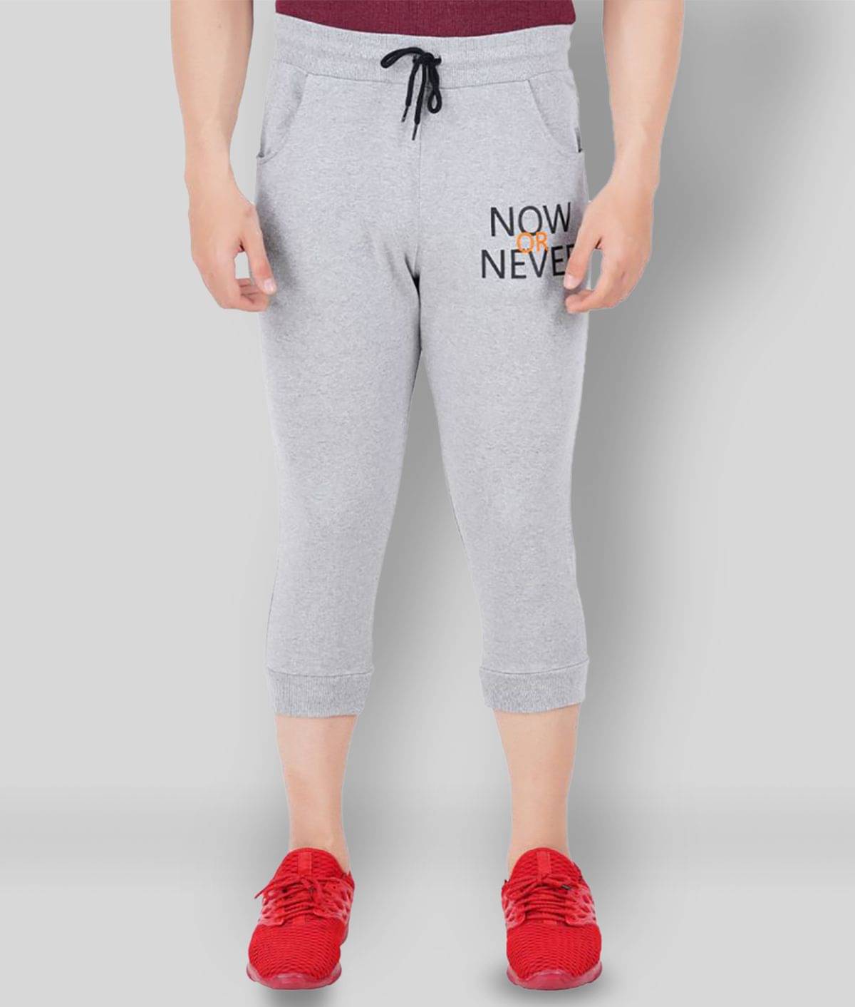NOW OR NEVER - Grey Cotton Blend Men's Three-Fourths ( Pack of 1 ) NOW OR NEVER - Grey Cotton Blend Men's Three-Fourths ( Pack of 1 )