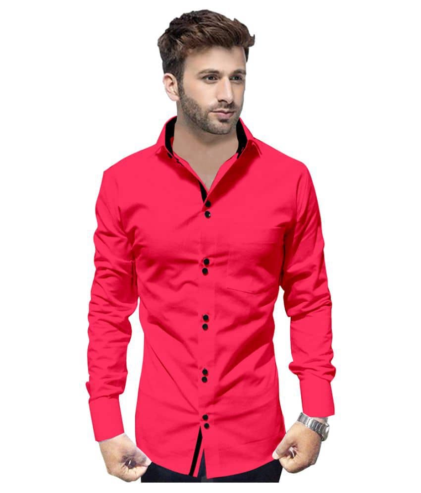 P&V - Pink Cotton Slim Fit Men's Casual Shirt (Pack of 1 )