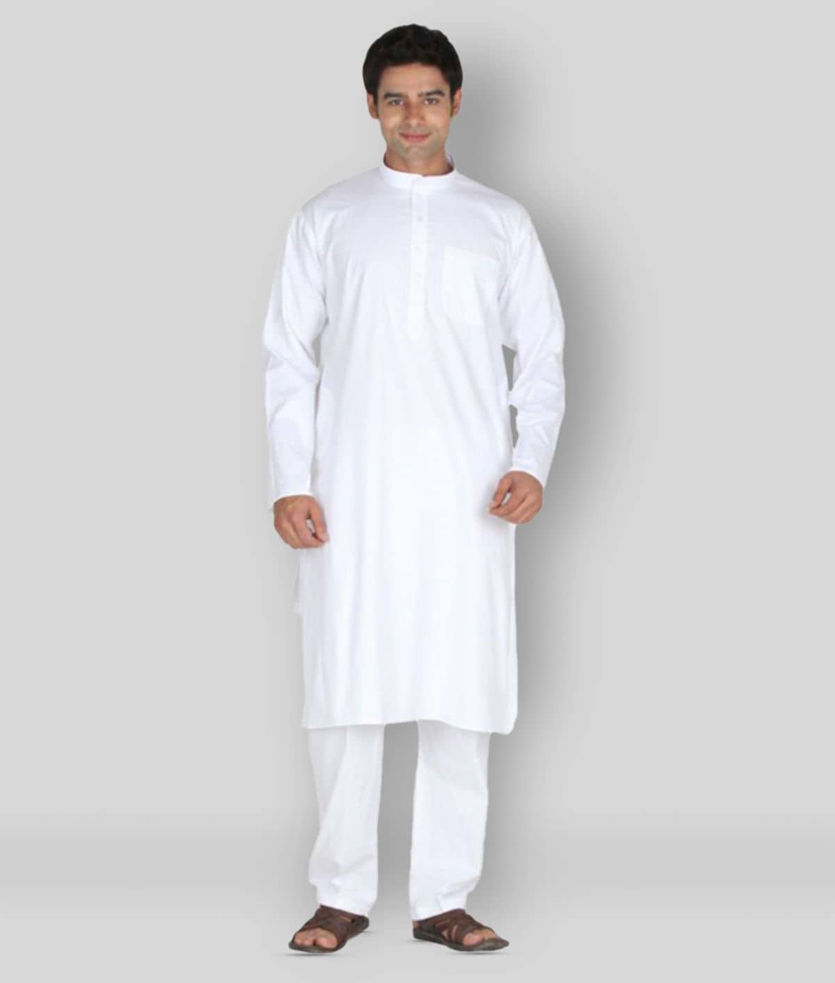 Sttoffa - White Cotton Regular Fit Men's Kurta Pyjama Set ( Pack of 1 ) - Kurtas & Kurta Sets | Buy online on ZillyBuy