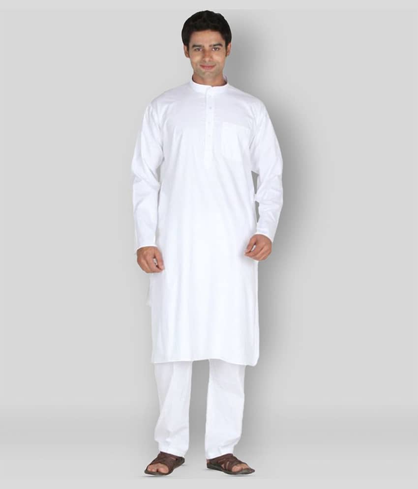 Sttoffa - White Cotton Regular Fit Men's Kurta Pyjama Set ( Pack of 1 ) - Kurtas & Kurta Sets | Buy online on ZillyBuy