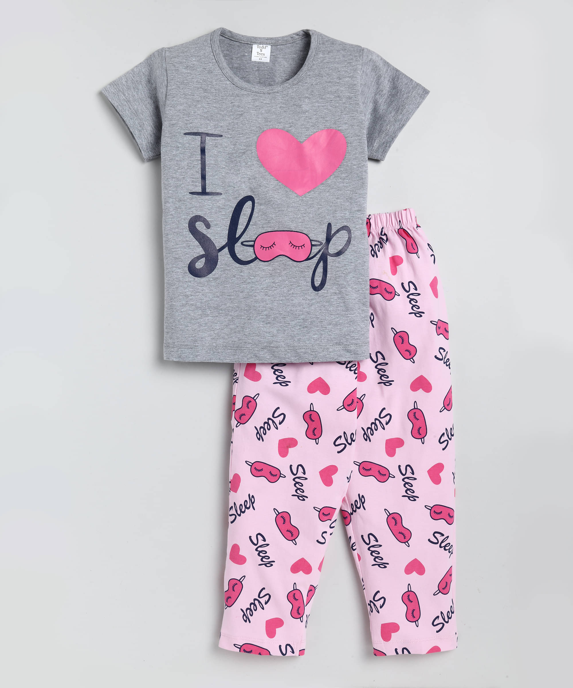     			Todd N Teen Pack of 1 Girls Cotton Night Suit Set ( Pink )