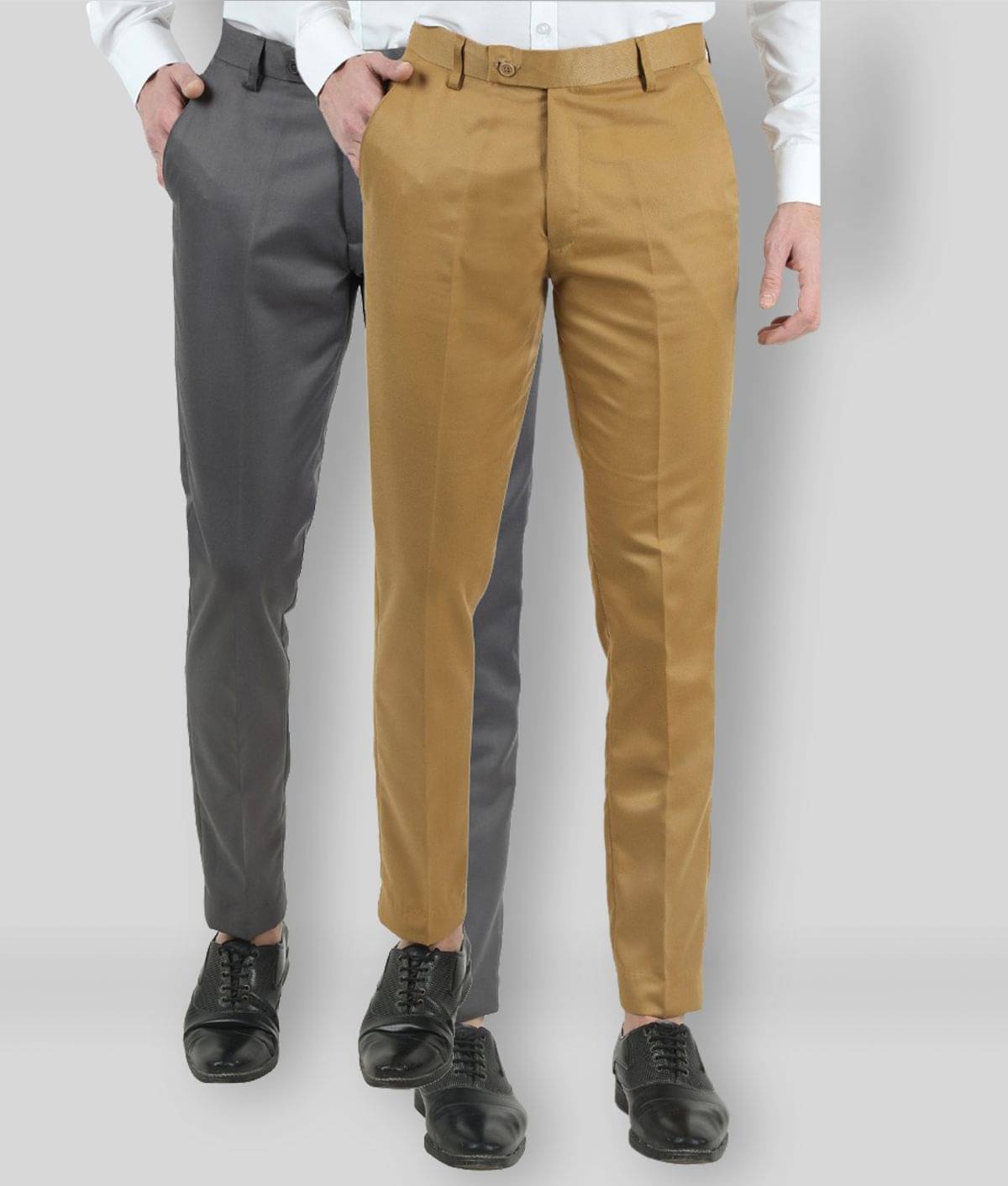     			VEI SASTRE - Multicolored Polycotton Slim - Fit Men's Formal Pants ( Pack of 2 )