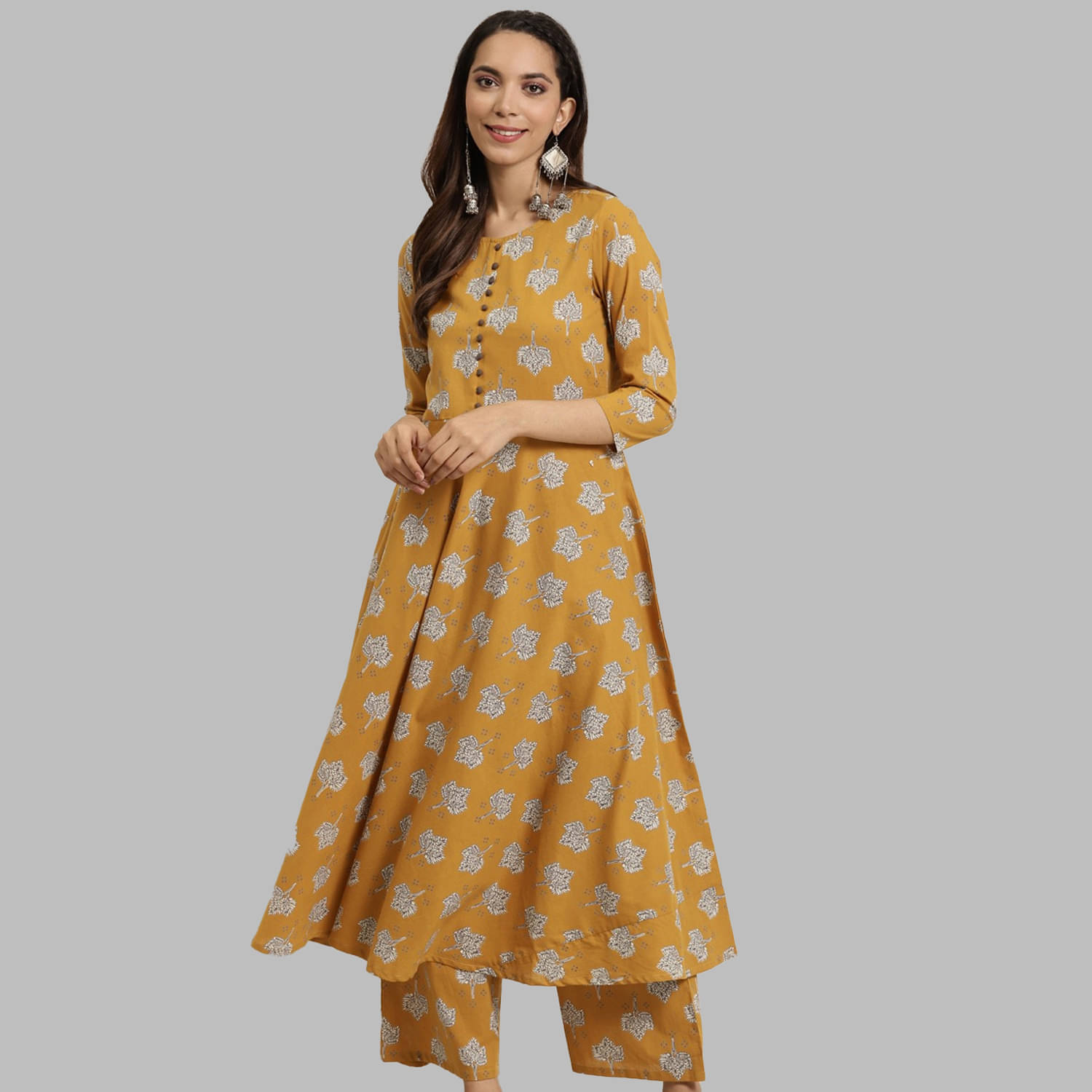 Yash Gallery - Yellow Cotton Women's Anarkali Kurti ( Pack of 1 )     			Yash Gallery - Yellow Cotton Women's Anarkali Kurti ( Pack of 1 )