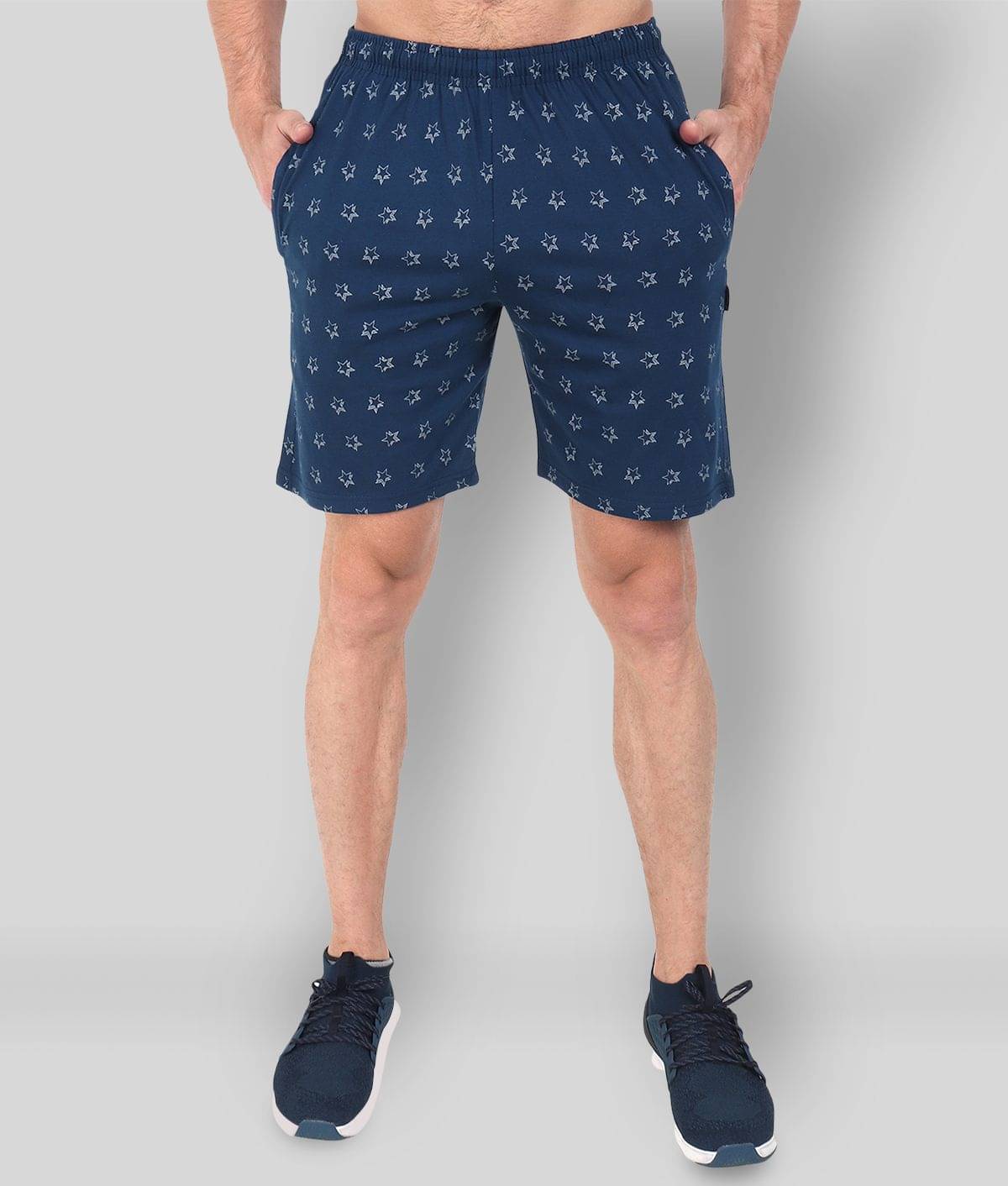 Zeffit - Blue Cotton Blend Men's Shorts ( Pack of 1 )     			Zeffit - Blue Cotton Blend Men's Shorts ( Pack of 1 )