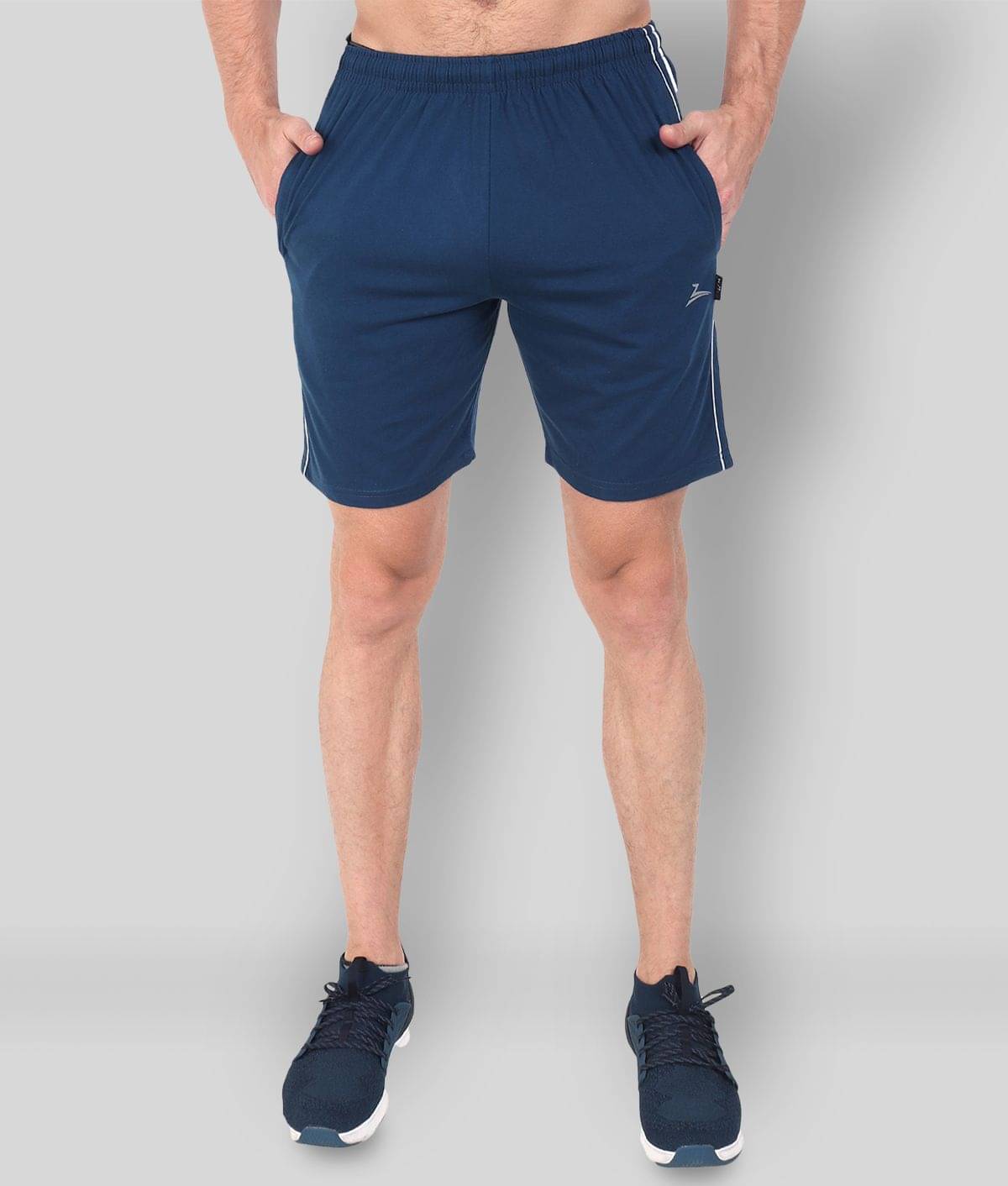 Zeffit - Blue Cotton Blend Men's Shorts ( Pack of 1 ) Zeffit - Blue Cotton Blend Men's Shorts ( Pack of 1 )
