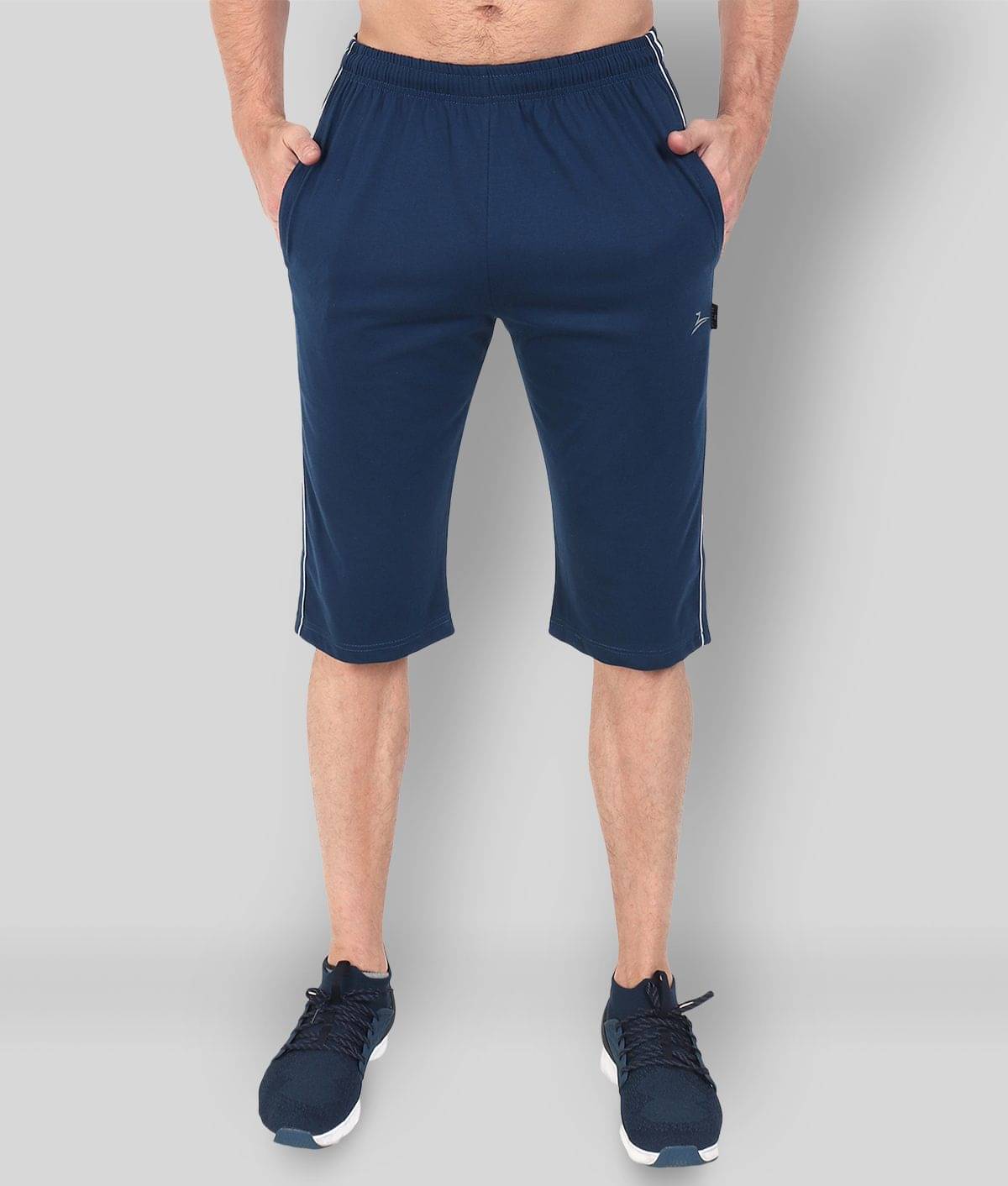 Zeffit Blue Cotton Blend Men's Three-Fourths ( Pack of 1 )     			Zeffit Blue Cotton Blend Men's Three-Fourths ( Pack of 1 )