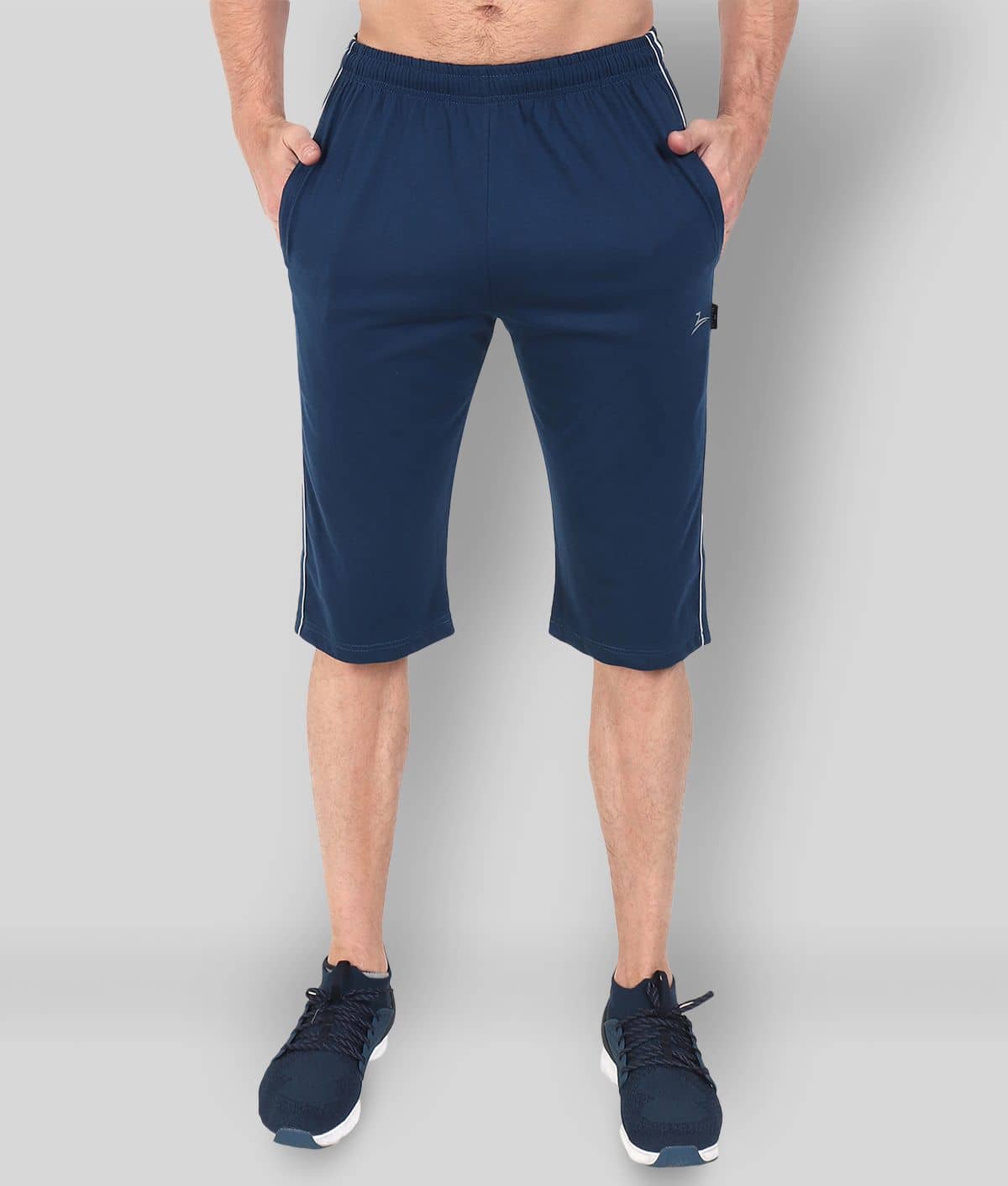 Zeffit - Blue Cotton Blend Men's Three-Fourths ( Pack of 1 ) - Shorts | Buy online on ZillyBuy