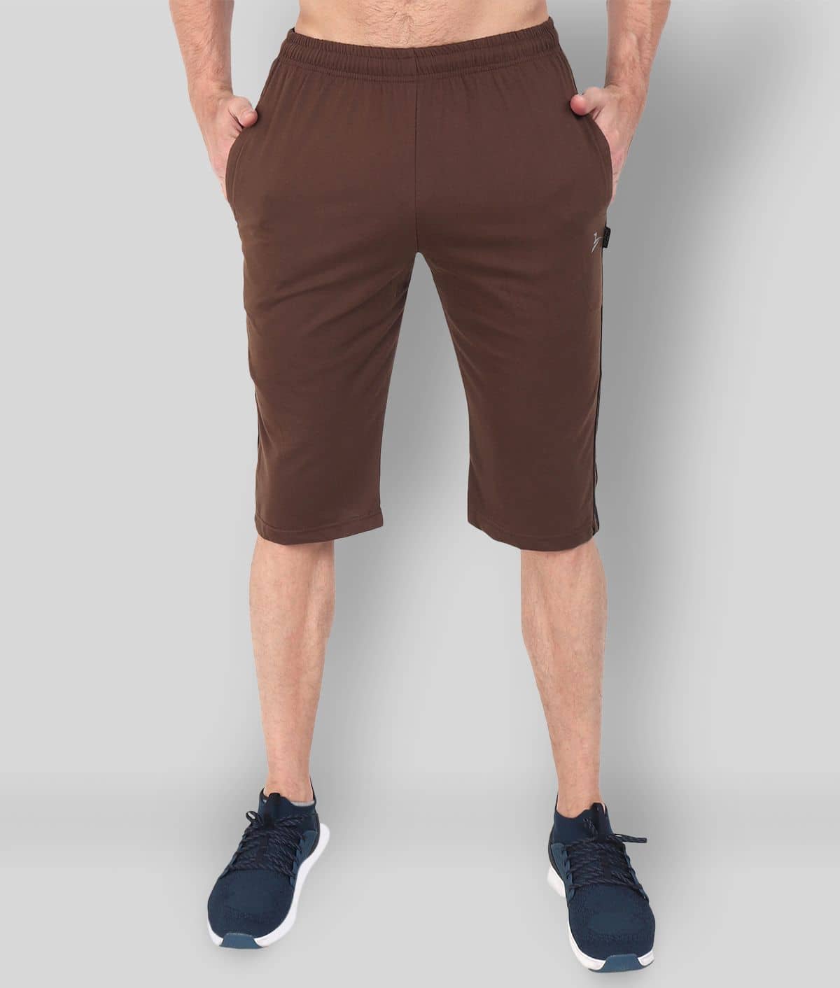 Zeffit - Brown Cotton Blend Men's Three-Fourths ( Pack of 1 ) - Shorts | Buy online on ZillyBuy