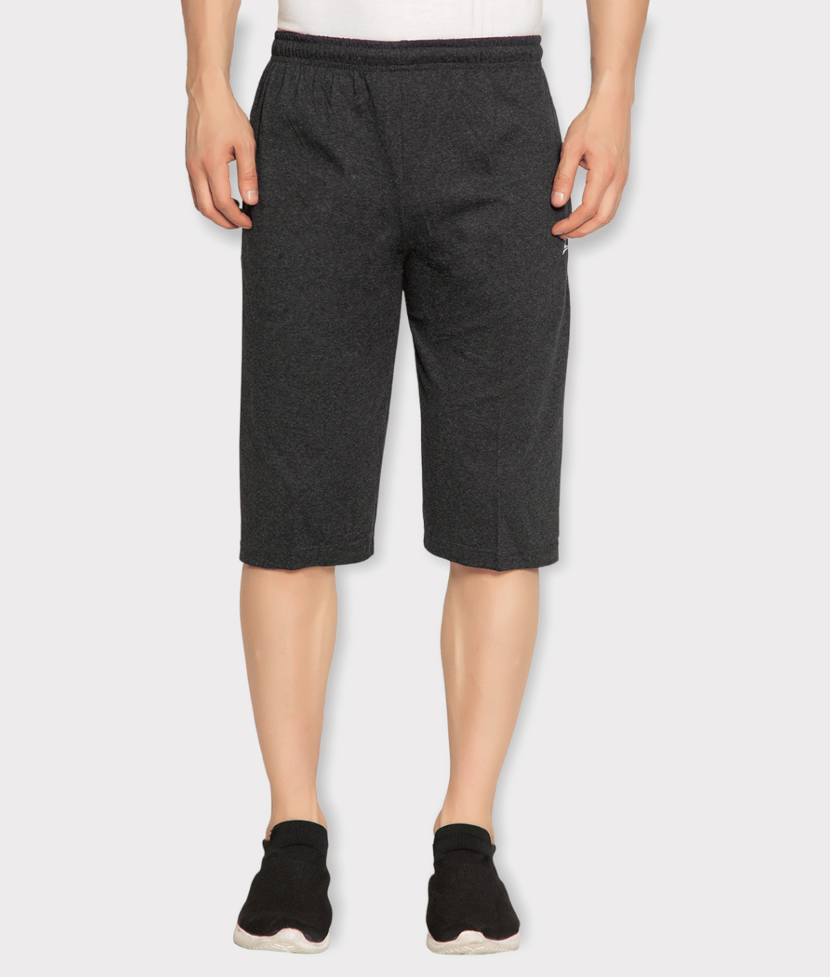     			Zeffit Cotton Blend Solid Grey Men's 3/4ths Single Pack