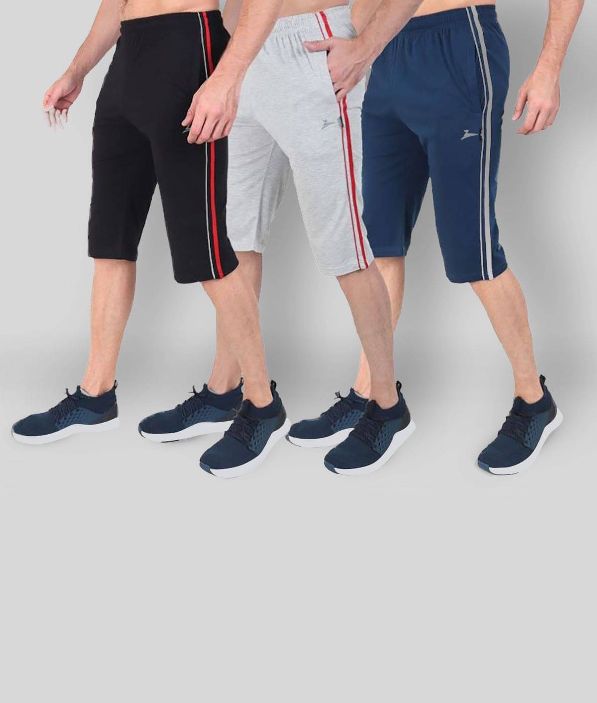 Zeffit - Multi Cotton Blend Men's Three-Fourths ( Pack of 3 ) Zeffit - Multi Cotton Blend Men's Three-Fourths ( Pack of 3 )