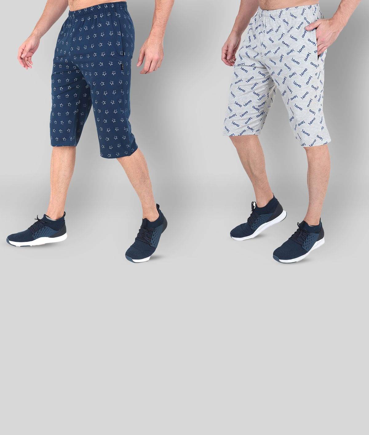 Zeffit - Multi Cotton Blend Men's Three-Fourths ( Pack of 2 ) Zeffit - Multi Cotton Blend Men's Three-Fourths ( Pack of 2 )