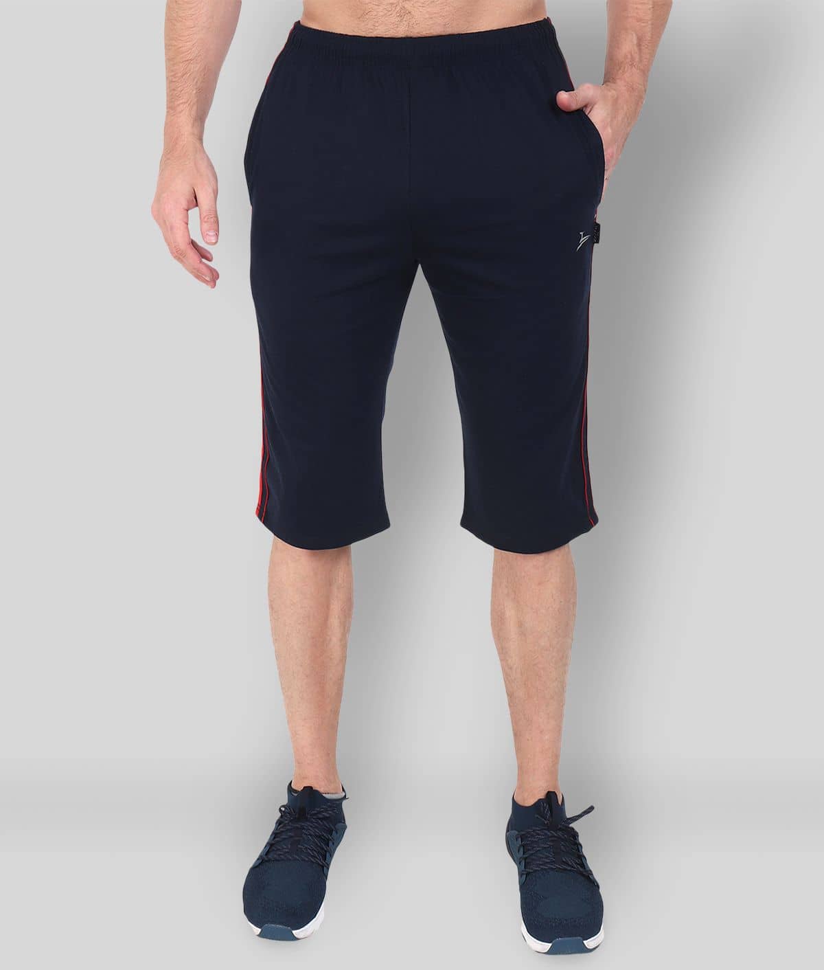 Zeffit - Navy Cotton Blend Men's Three-Fourths ( Pack of 1 ) - Shorts | Buy online on ZillyBuy