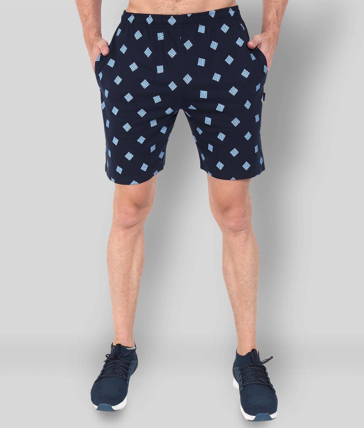 Zeffit - Navy Cotton Blend Men's Shorts ( Pack of 1 ) Zeffit - Navy Cotton Blend Men's Shorts ( Pack of 1 )