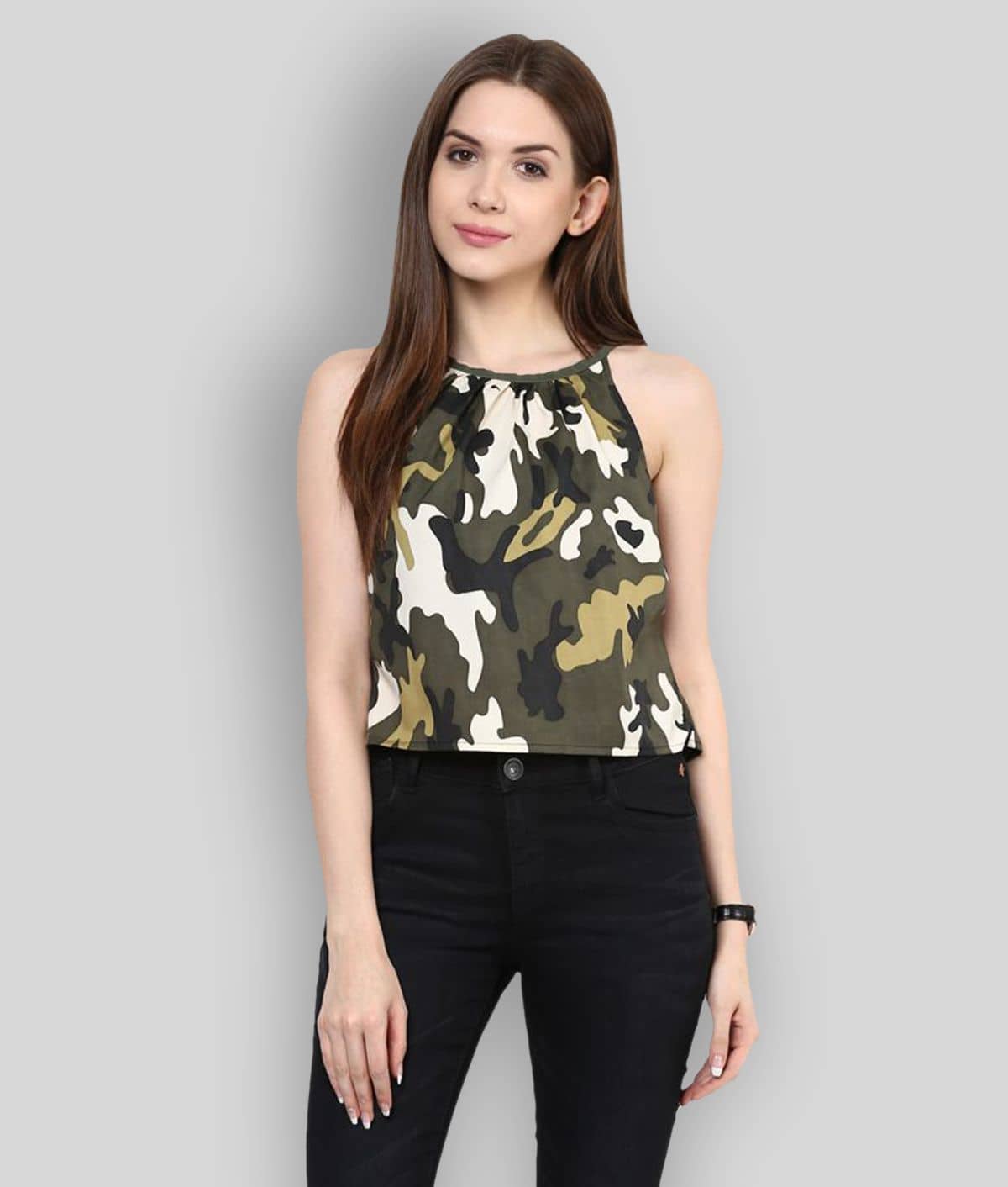 Zima Leto Women's Crepe Crop Top ( Multicolor )