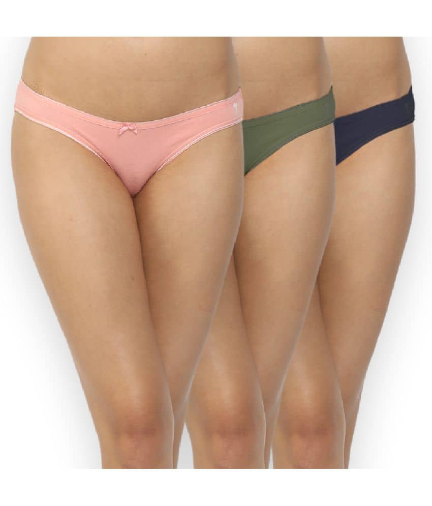 shyygl Pack of 3 Cotton Solid Women's Bikini ( Multicolor ) Women's panties