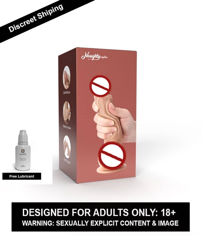 9 Inch Pink Head Realistic Penis And Flexible Dildo With Suction Cup Sex Toy For Women By Naughty Nights + Free Lubricant