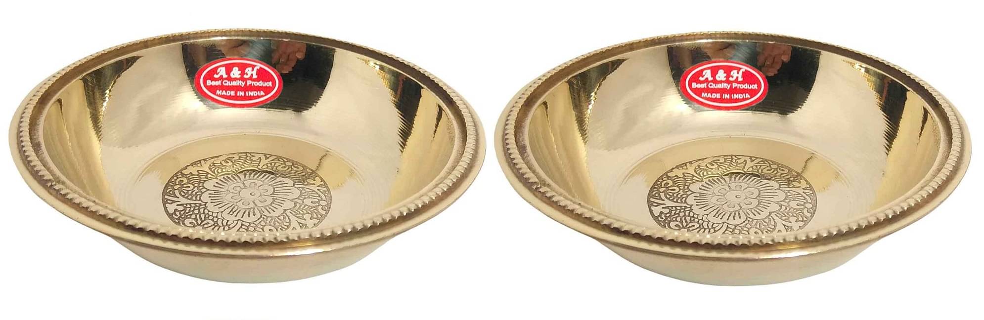 A & H ENTERPRISES - Sweet Dish Bowl / Halwa Plate Brass Cereal Bowl 100 mL ( Set of 2 ) A & H ENTERPRISES - Sweet Dish Bowl / Halwa Plate Brass Cereal Bowl 100 mL ( Set of 2 )