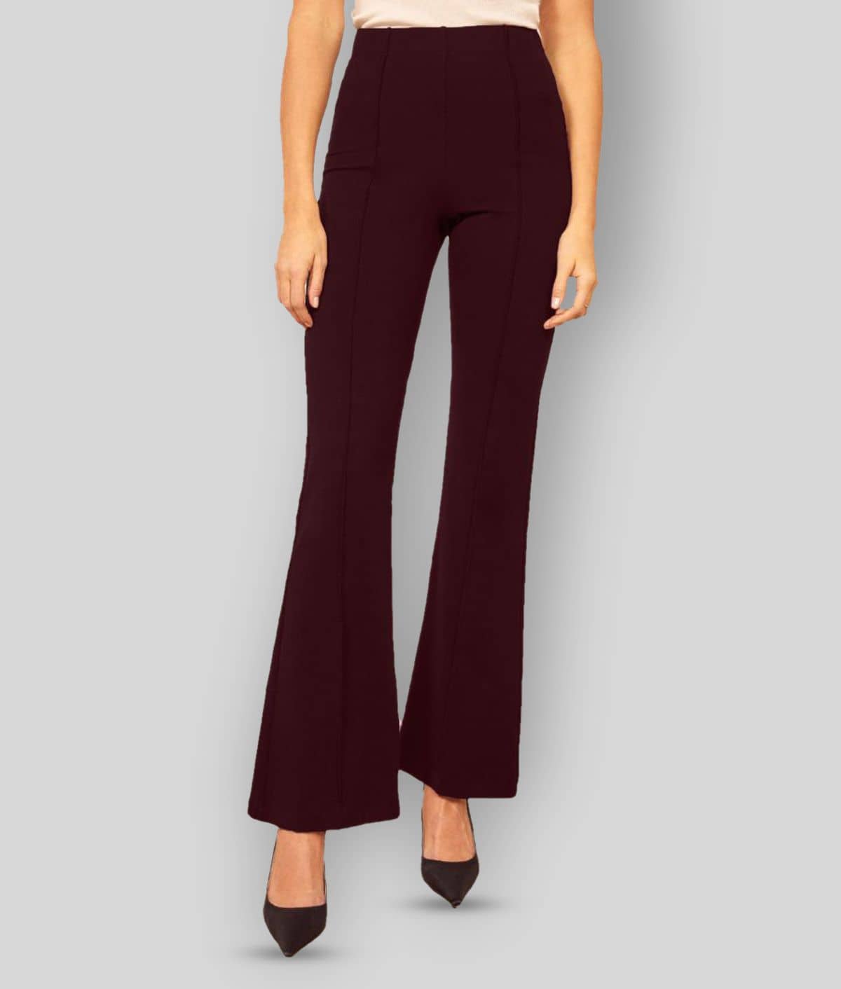 Addyvero - Maroon Polyester Flared Fit Women's Casual Pants  ( Pack of 1 ) - Trousers | Buy online on ZillyBuy
