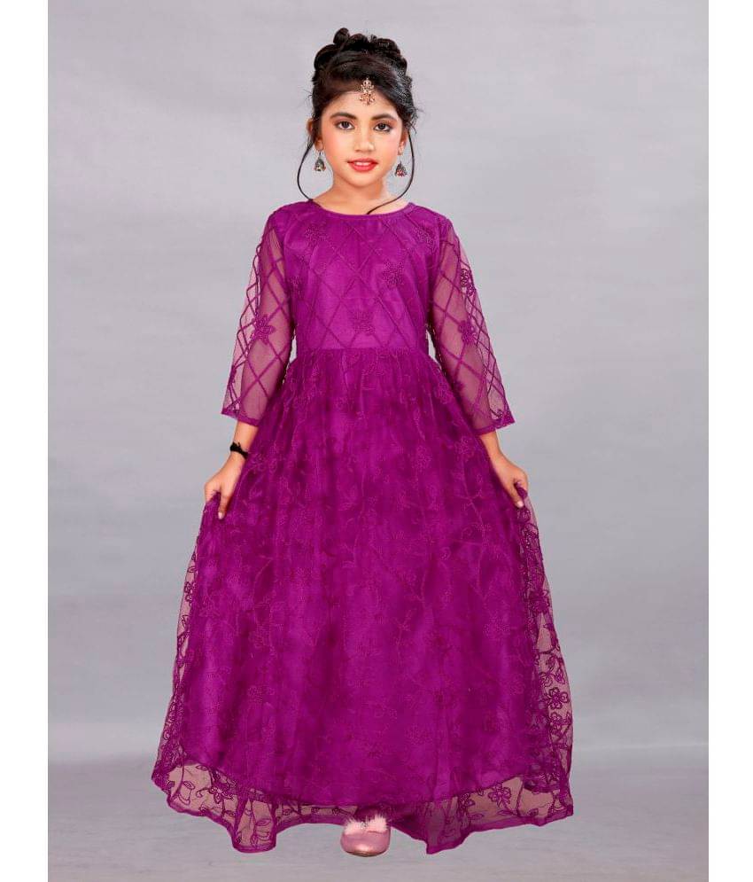 Apnisha Net Gown For Girls ( Pack of 1 , Wine ) Apnisha Net Gown For Girls ( Pack of 1 , Wine )