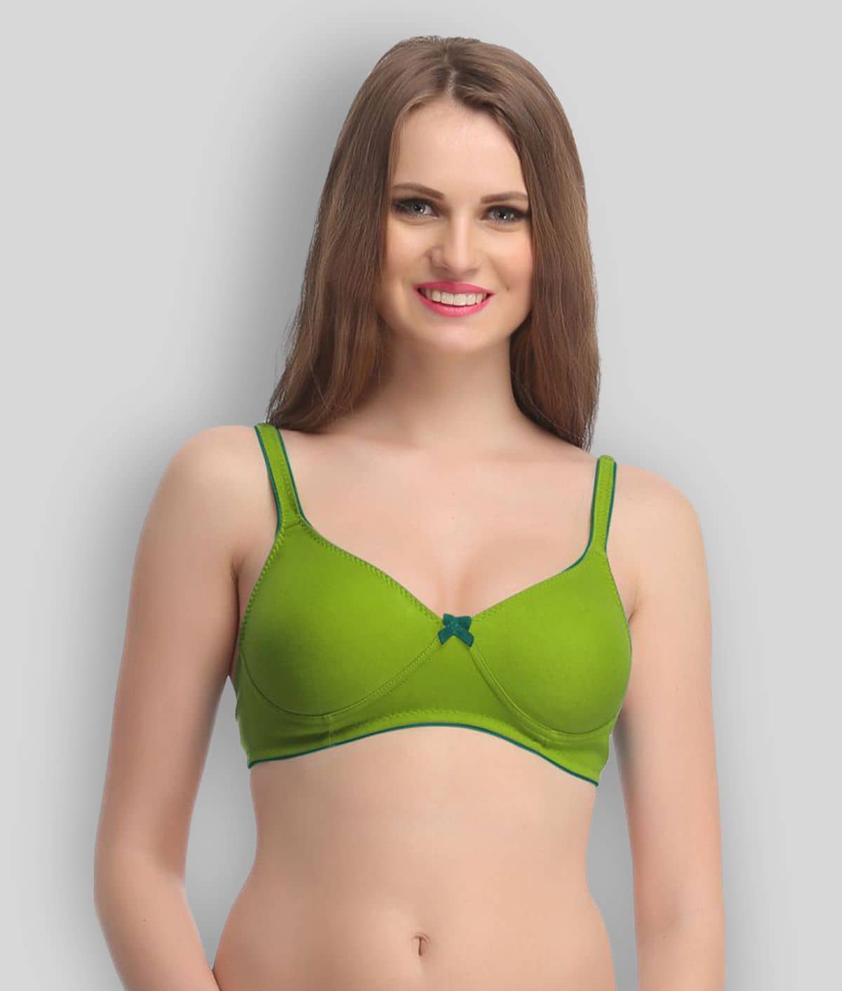 Clovia Poly Cotton Non Padded Women's Plunge Bra ( Green )