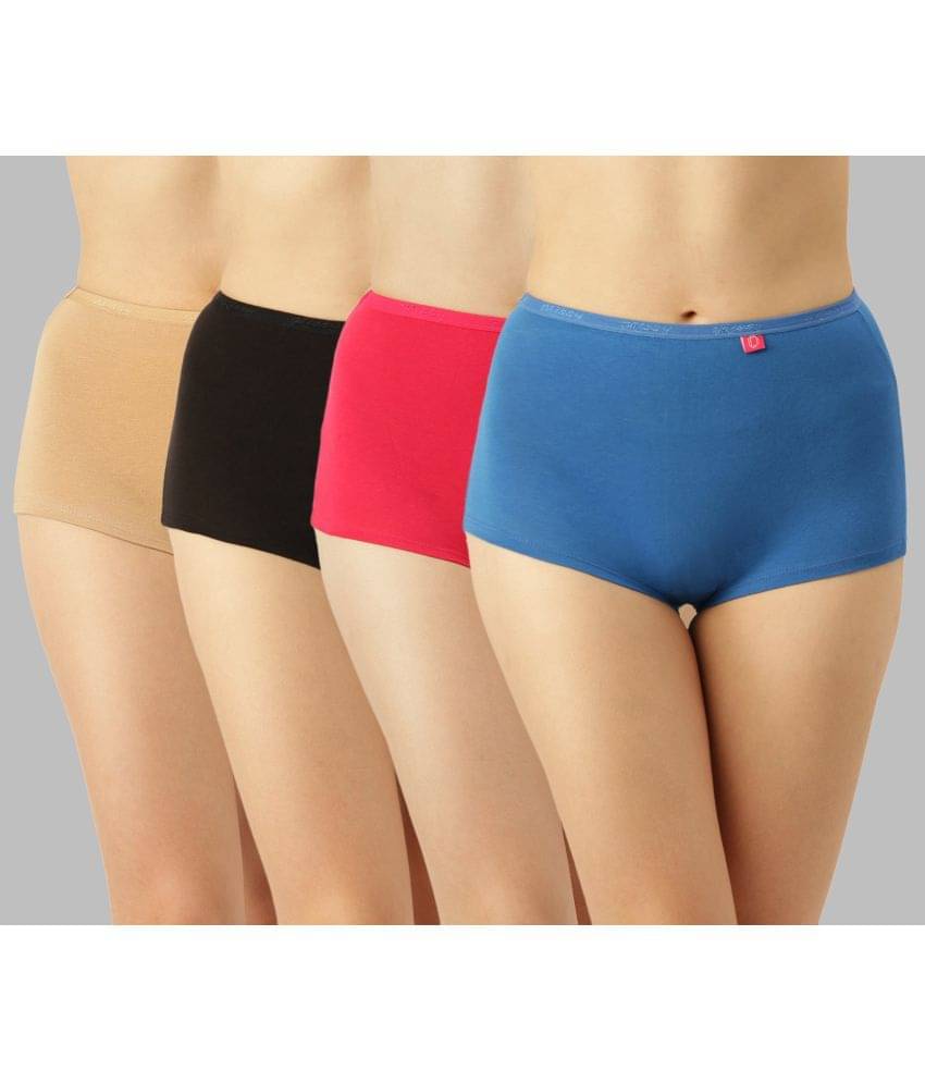     			Dollar Missy Pack of 4 Cotton Solid Women's Boy Shorts ( Multi Color )