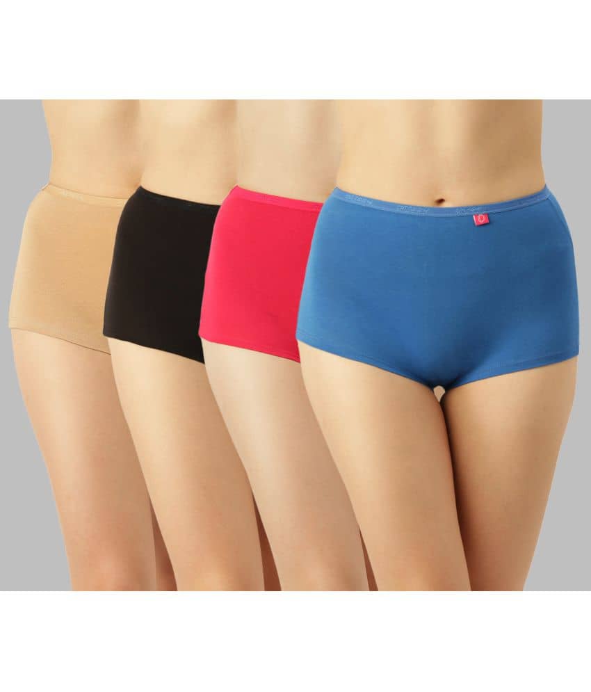 Dollar Missy Pack of 4 Cotton Solid Women's Boy Shorts ( Multi Color )