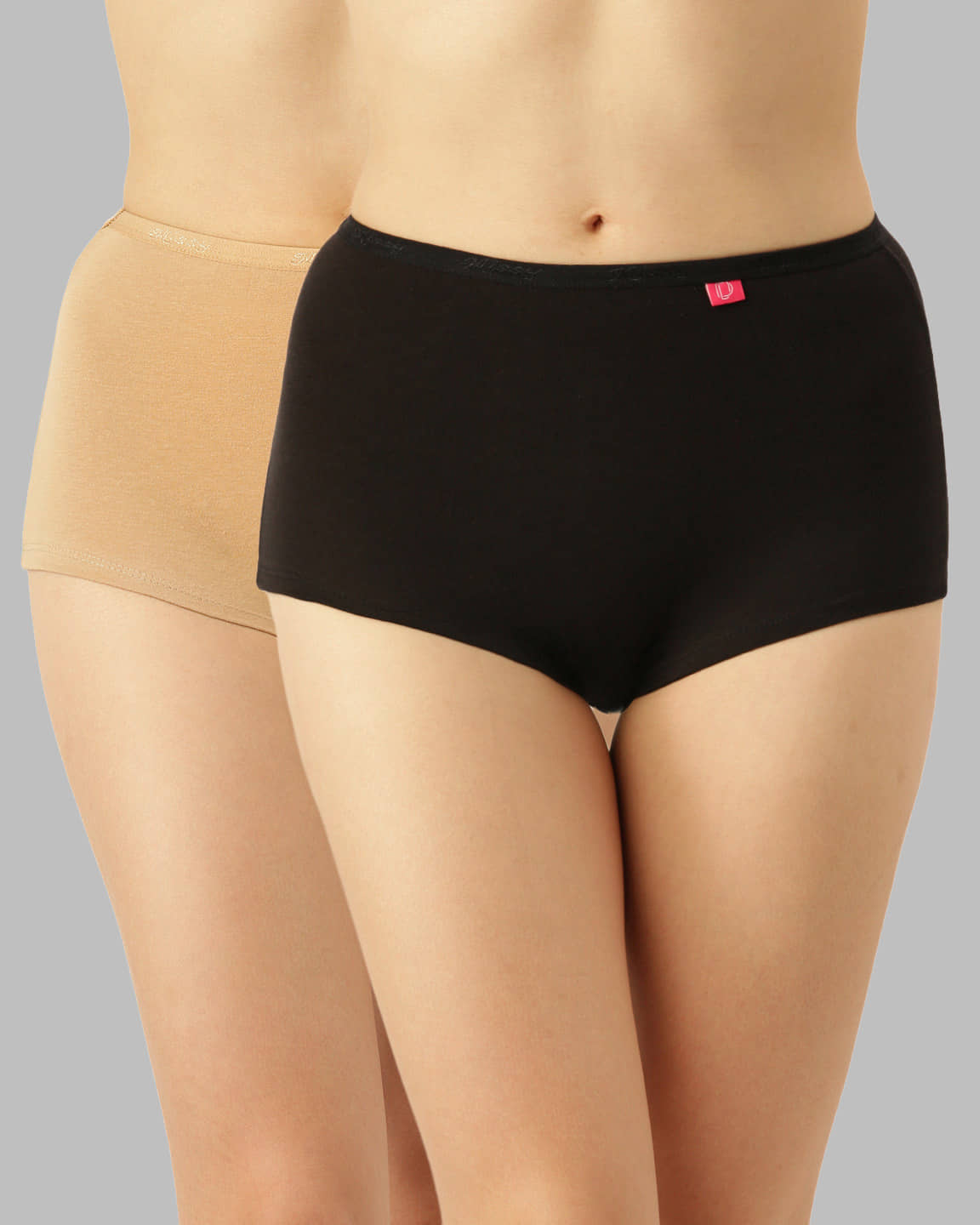 Dollar Missy Pack of 2 Cotton Solid Women's Boy Shorts ( Multi Color )