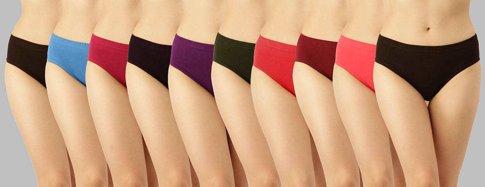Dollar Missy Pack of 10 Cotton Solid Women's Hipster ( Multi Color )     			Dollar Missy Pack of 10 Cotton Solid Women's Hipster ( Multi Color )