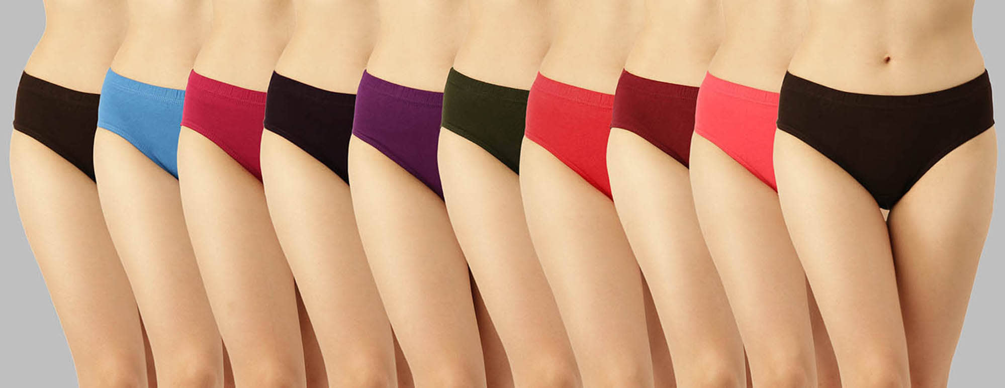 Dollar Missy Pack of 10 Cotton Solid Women's Hipster ( Multi Color )