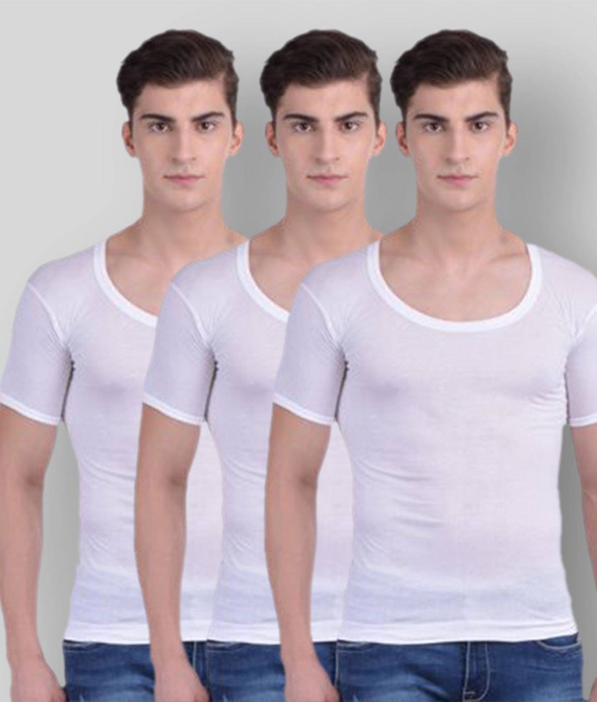 Force NXT Pack of 3 Cotton Half Sleeve vest For Men ( White ) Force NXT Pack of 3 Cotton Half Sleeve vest For Men ( White )