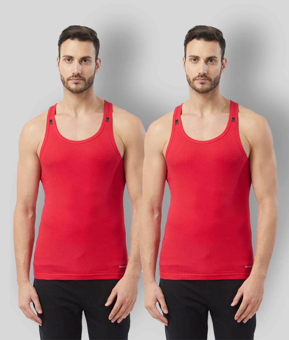 Fruit Of The Loom - Red Cotton Men's Vest ( Pack of 2 ) Fruit Of The Loom - Red Cotton Men's Vest ( Pack of 2 )