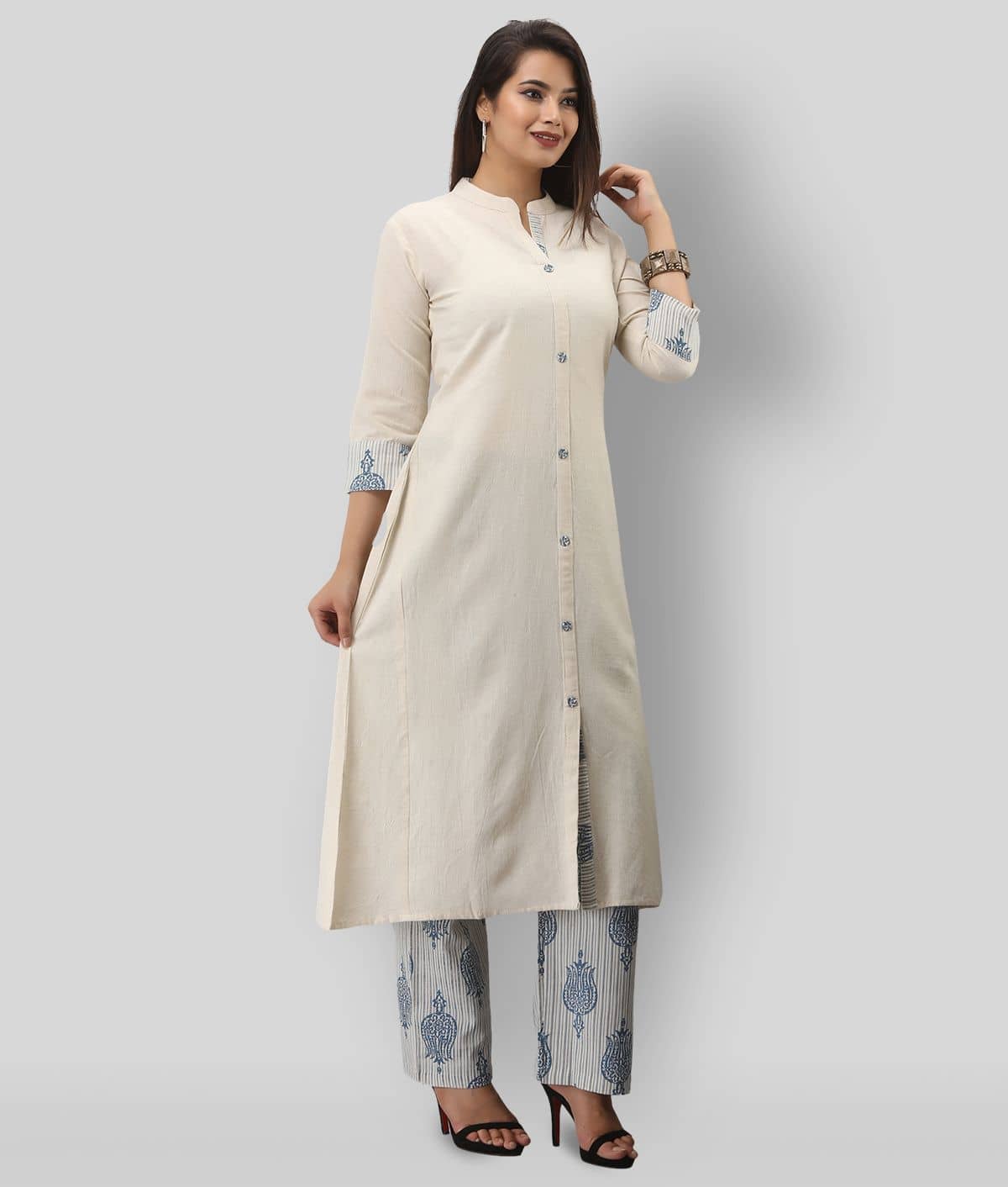MAUKA - White White Straight Cotton Women's Stitched Salwar Suit ( Pack of 1 )