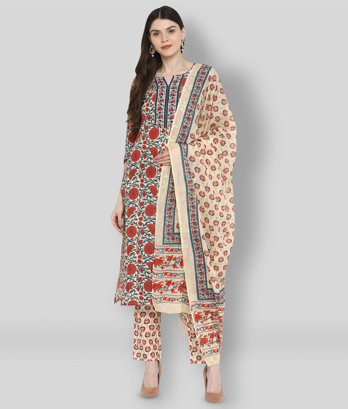 Vbuyz - Multicolor Straight Cotton Women's Stitched Salwar Suit ( Pack of 1 ) Vbuyz - Multicolor Straight Cotton Women's Stitched Salwar Suit ( Pack of 1 )