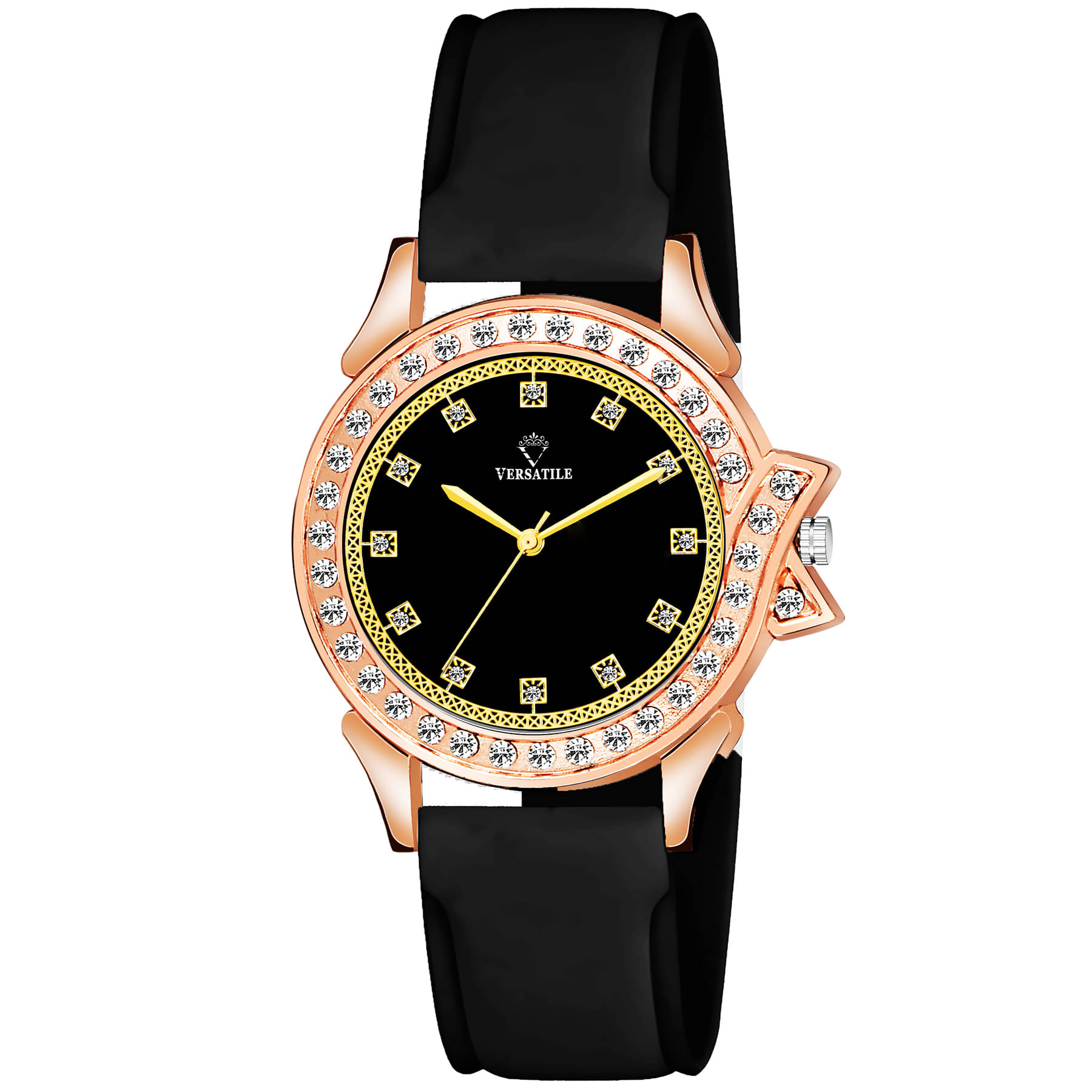     			Versatile - Black Silicon Analog Womens Watch