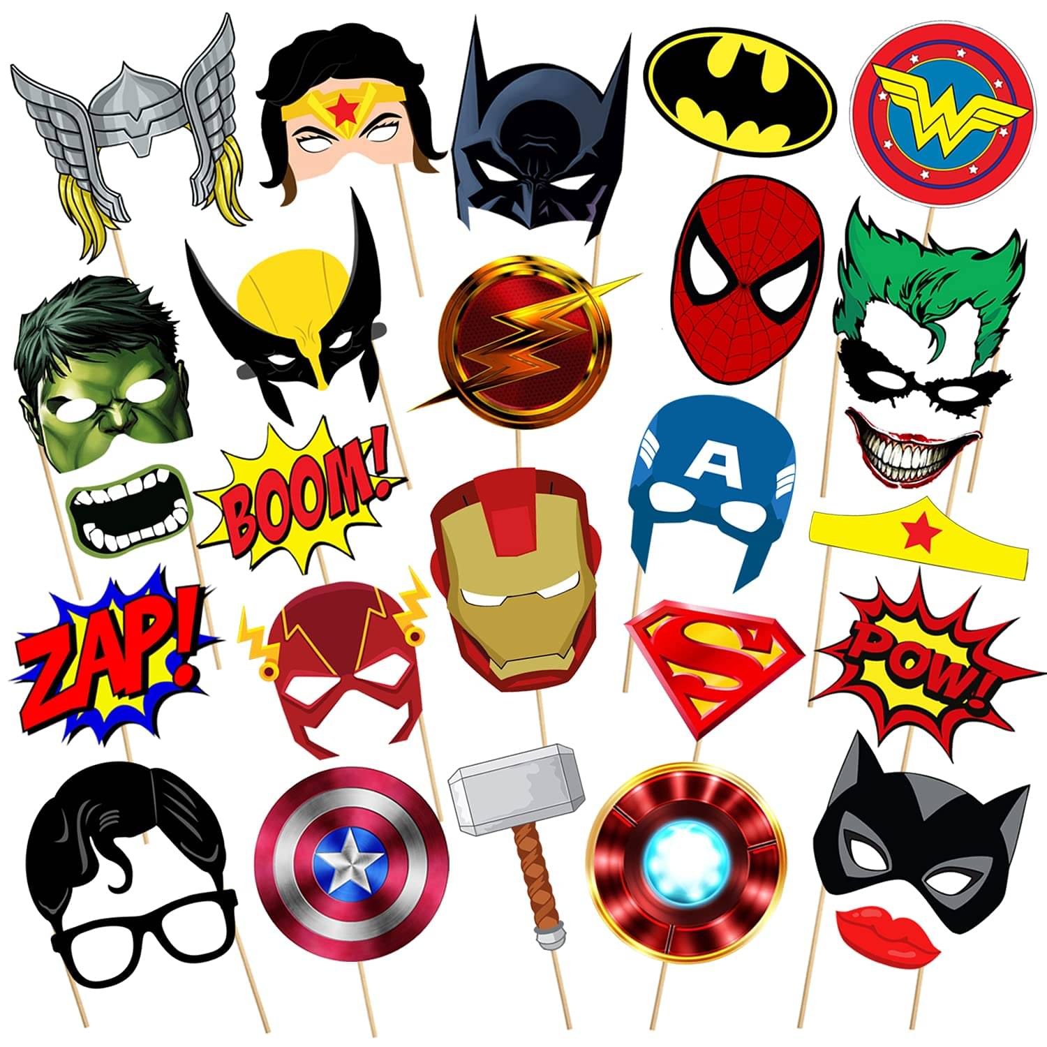     			Zyozi 28 Pcs Super Heros photo booth props/Super Hero birthday theme decoration/Super Hero theme photo booth set/Batman photo props/Superhero Photo Booth Props/Superhero Party Supplies /Photo booth props kids/Photo booth props for birthday party