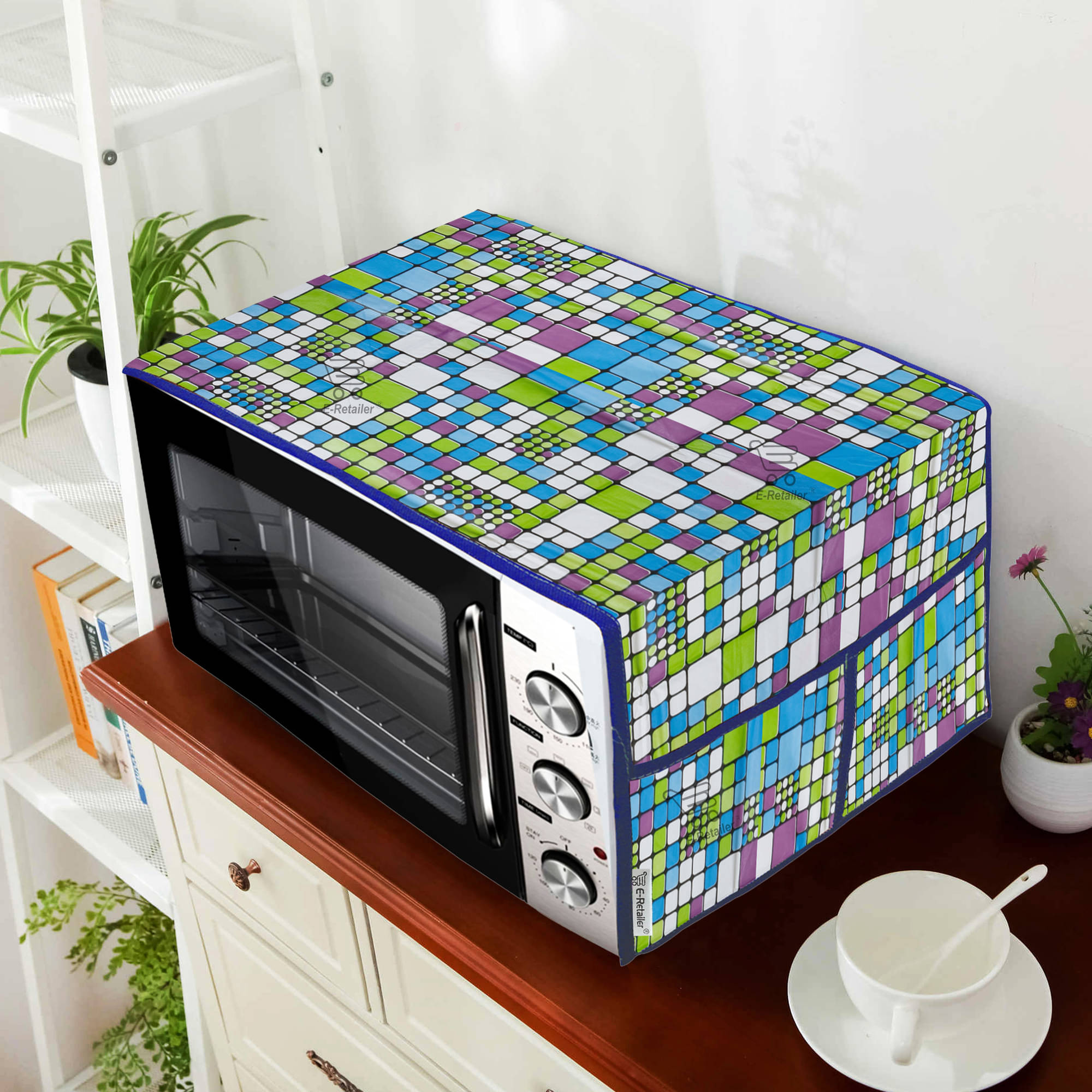     			E-Retailer Single PVC Blue Microwave Oven Cover - 23-25L
