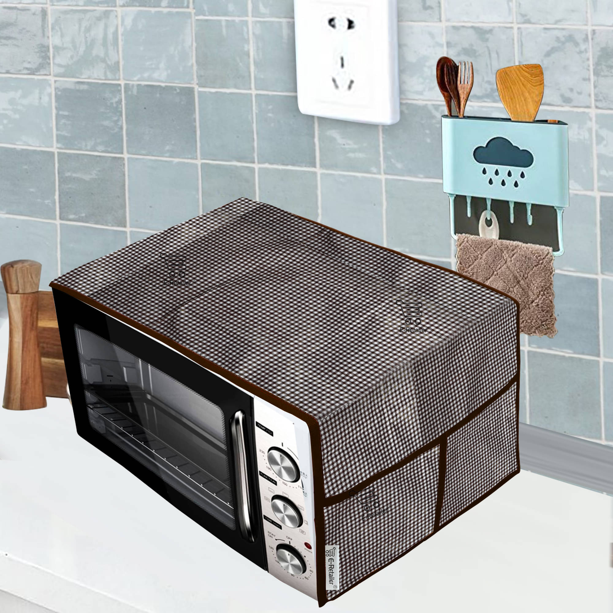     			E-Retailer Single PVC Brown Microwave Oven Cover - 23-25L