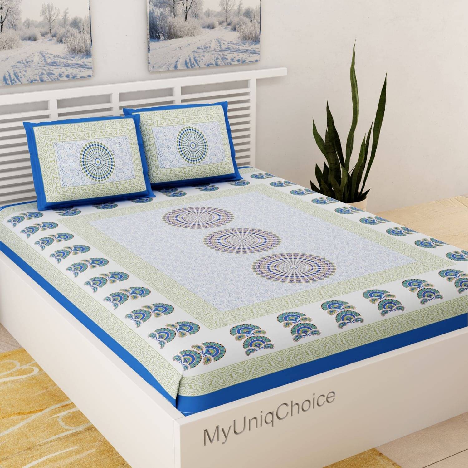     			unique choice Cotton Double Bedsheet ( Blue )